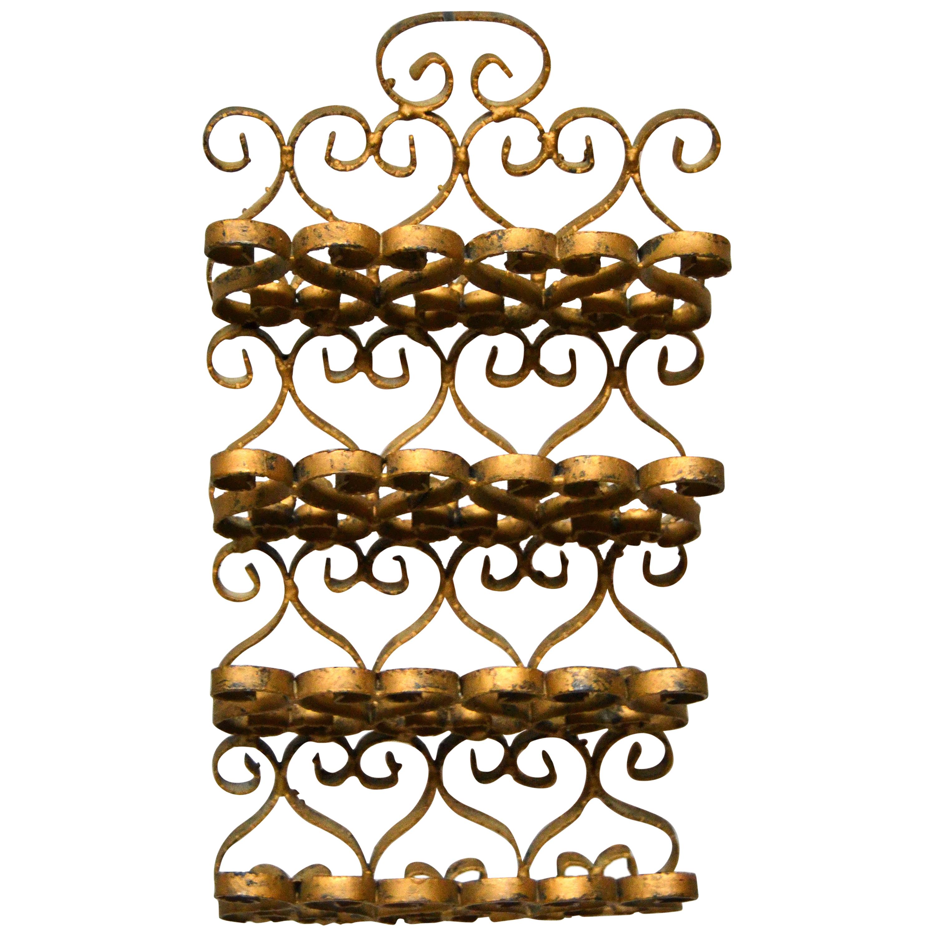 Art Nouveau Whimsical Handcrafted Golden Wrought Iron Letter, Recipe Organizer