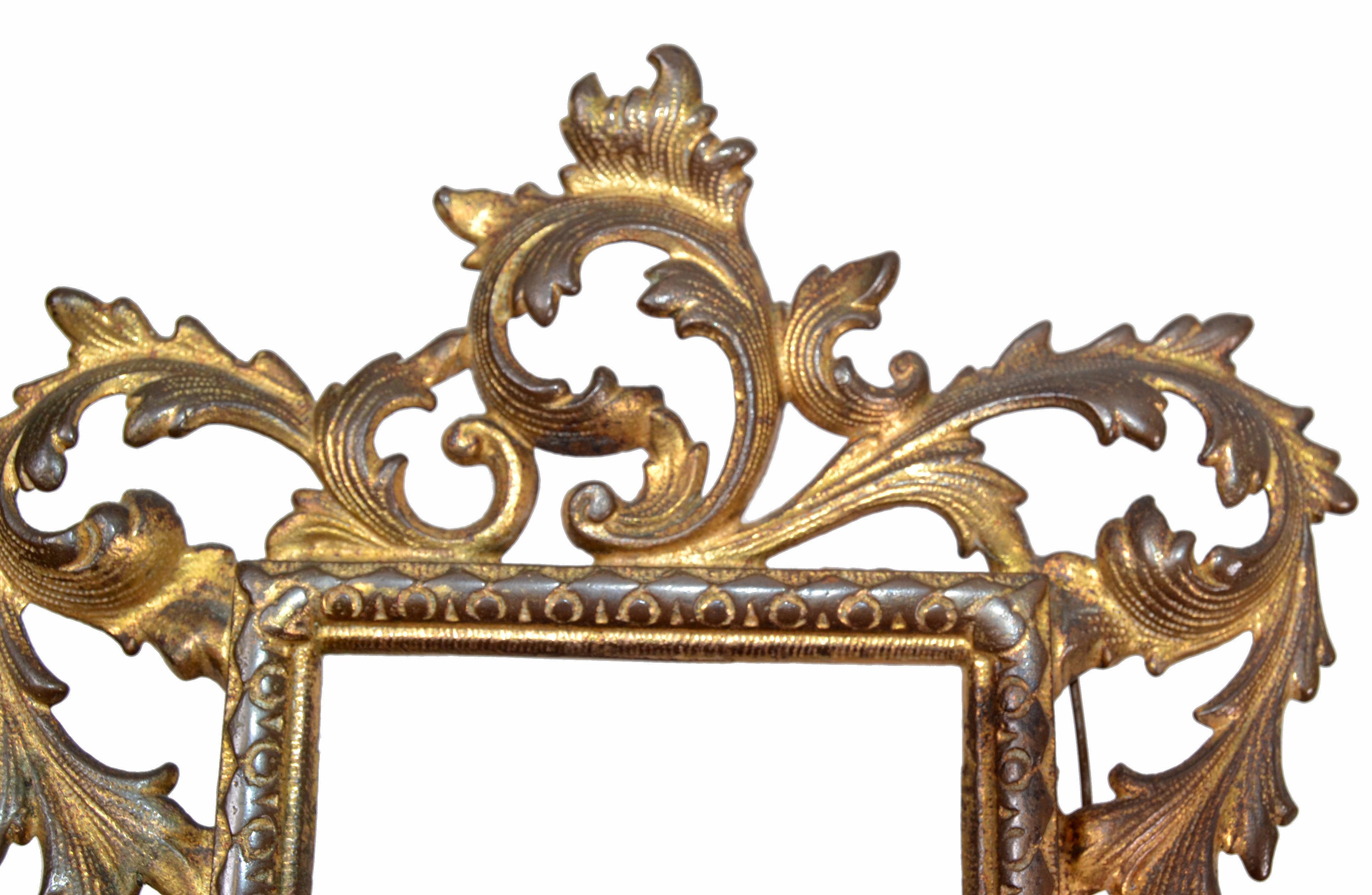 Gilt Art Nouveau Whimsical Handcrafted Golden Wrought Iron Picture Frame