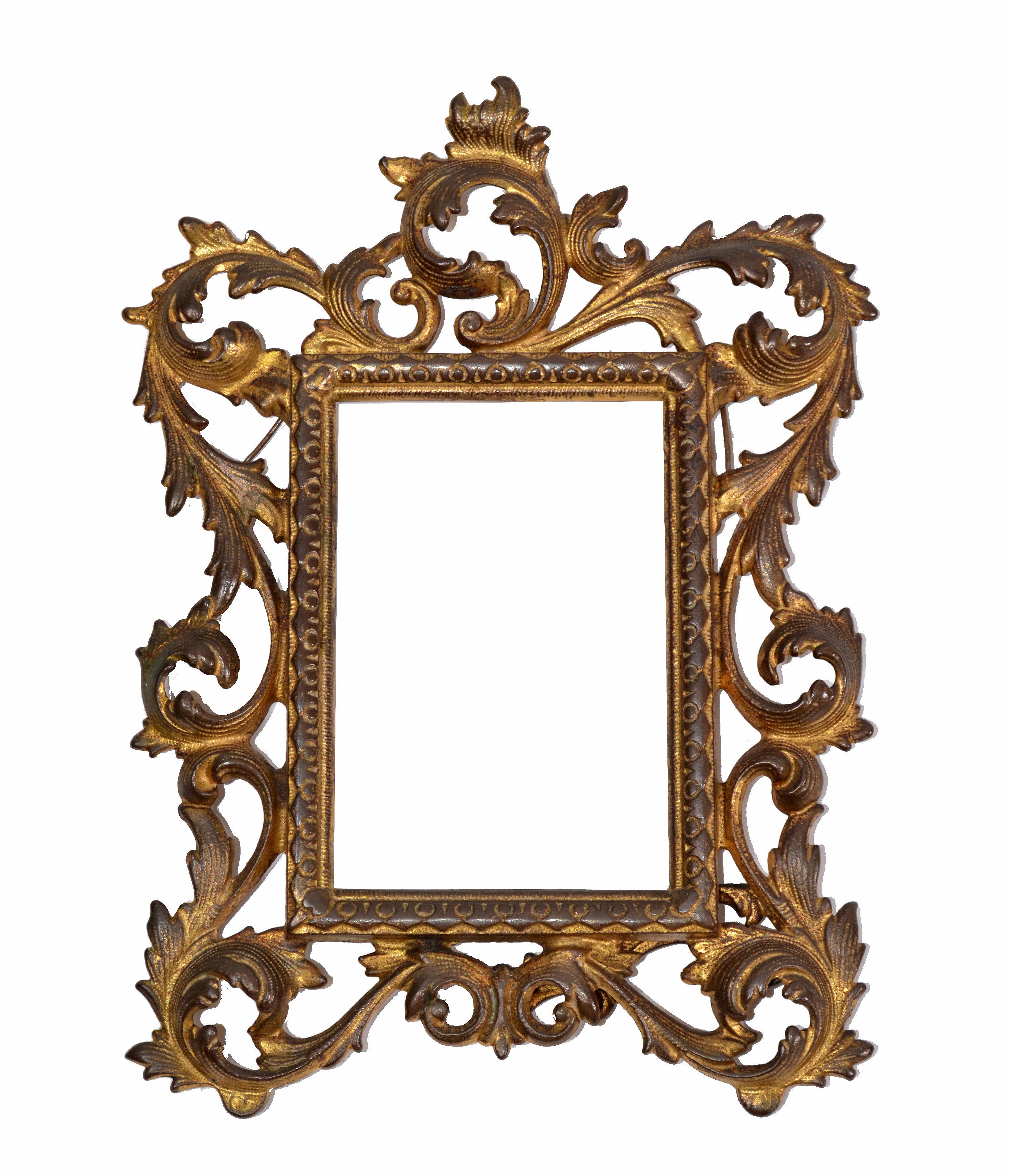Art Nouveau Whimsical Handcrafted Golden Wrought Iron Picture Frame 2