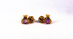 Art Nouveau White Black Diamond Amethyst Ruby Onyx Yellow Gold Bees Cufflinks