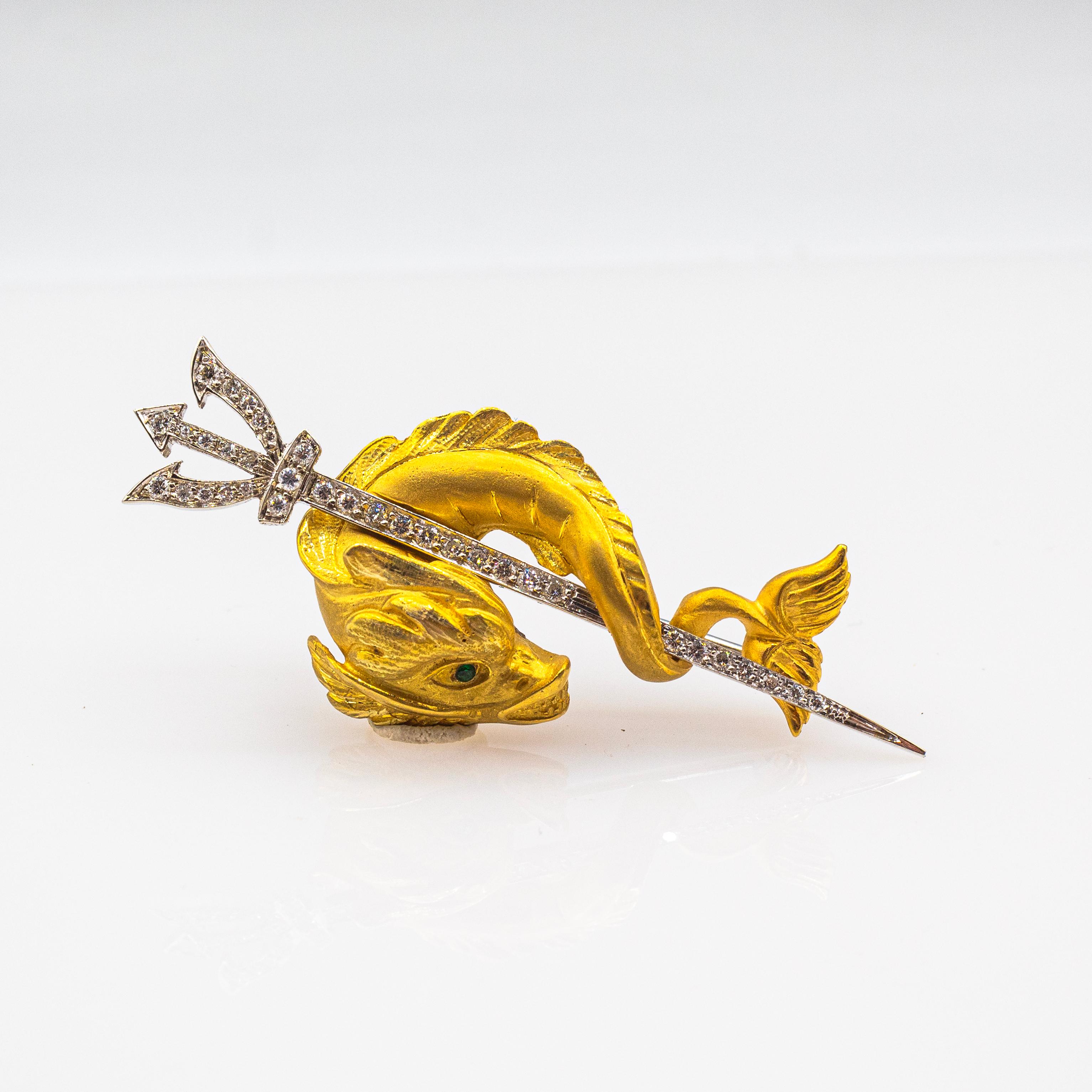 Art Nouveau White Brilliant Cut Diamond Yellow Gold 