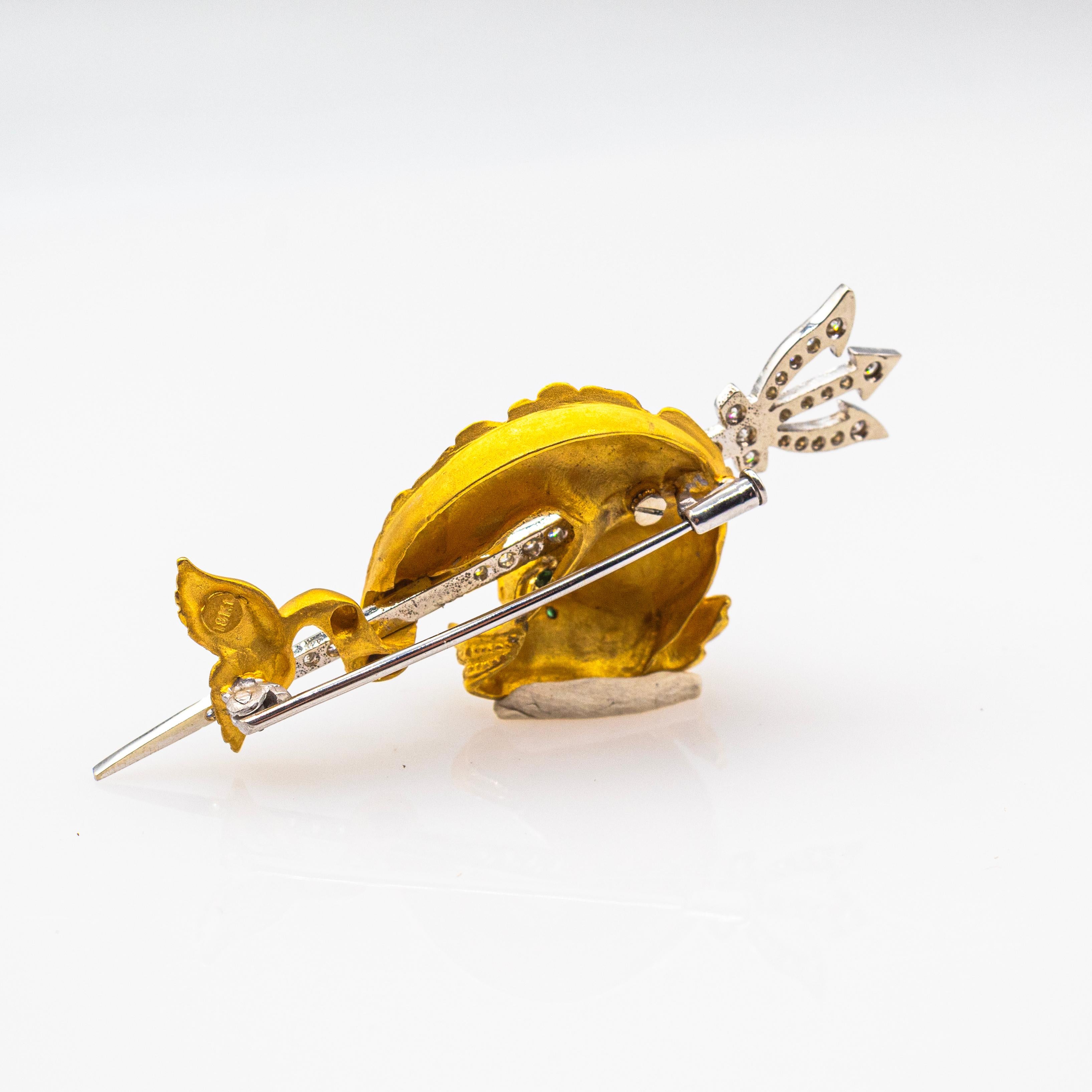 Art Nouveau White Brilliant Cut Diamond Yellow Gold 