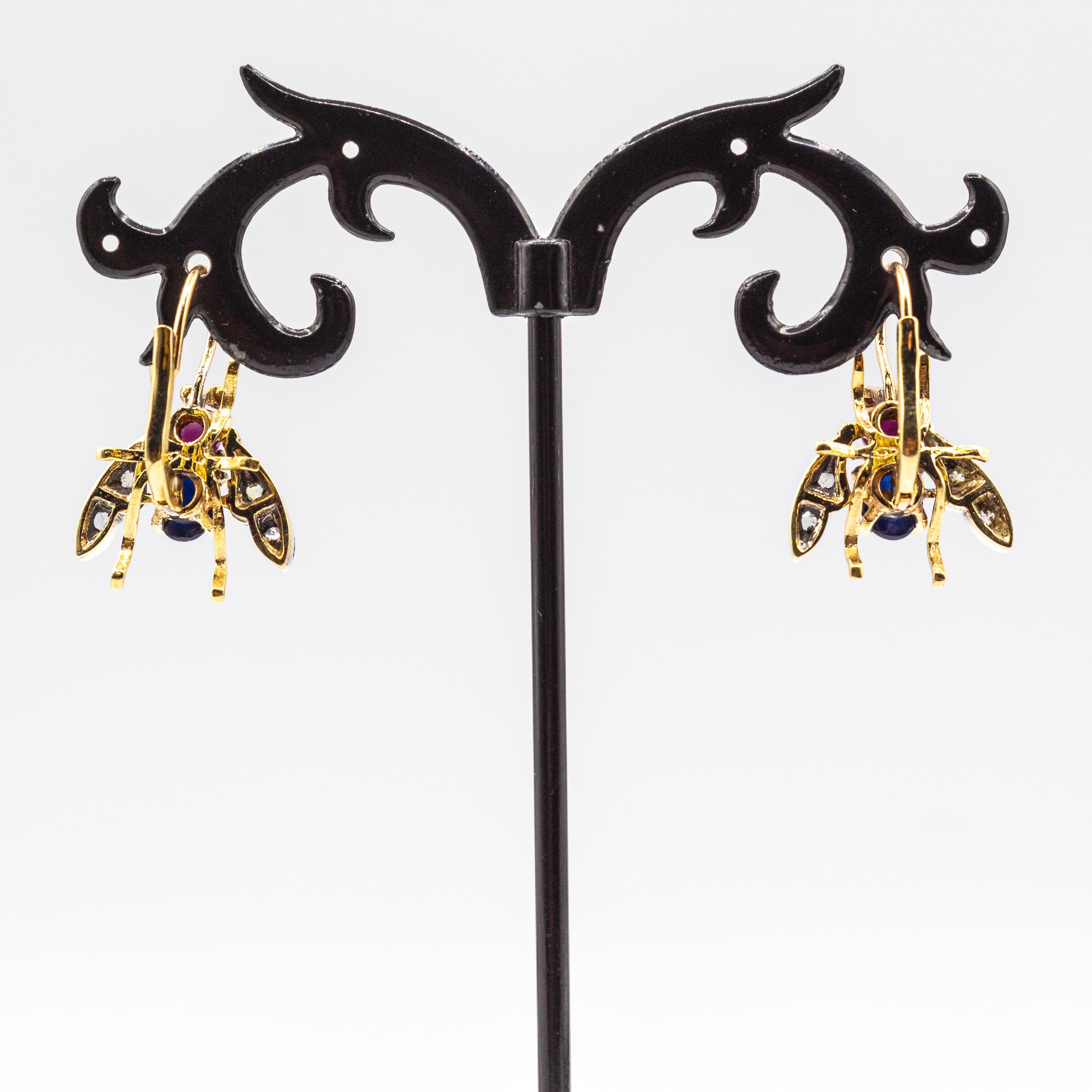 Art Nouveau White Diamond Blue Sapphire Ruby Yellow Gold 