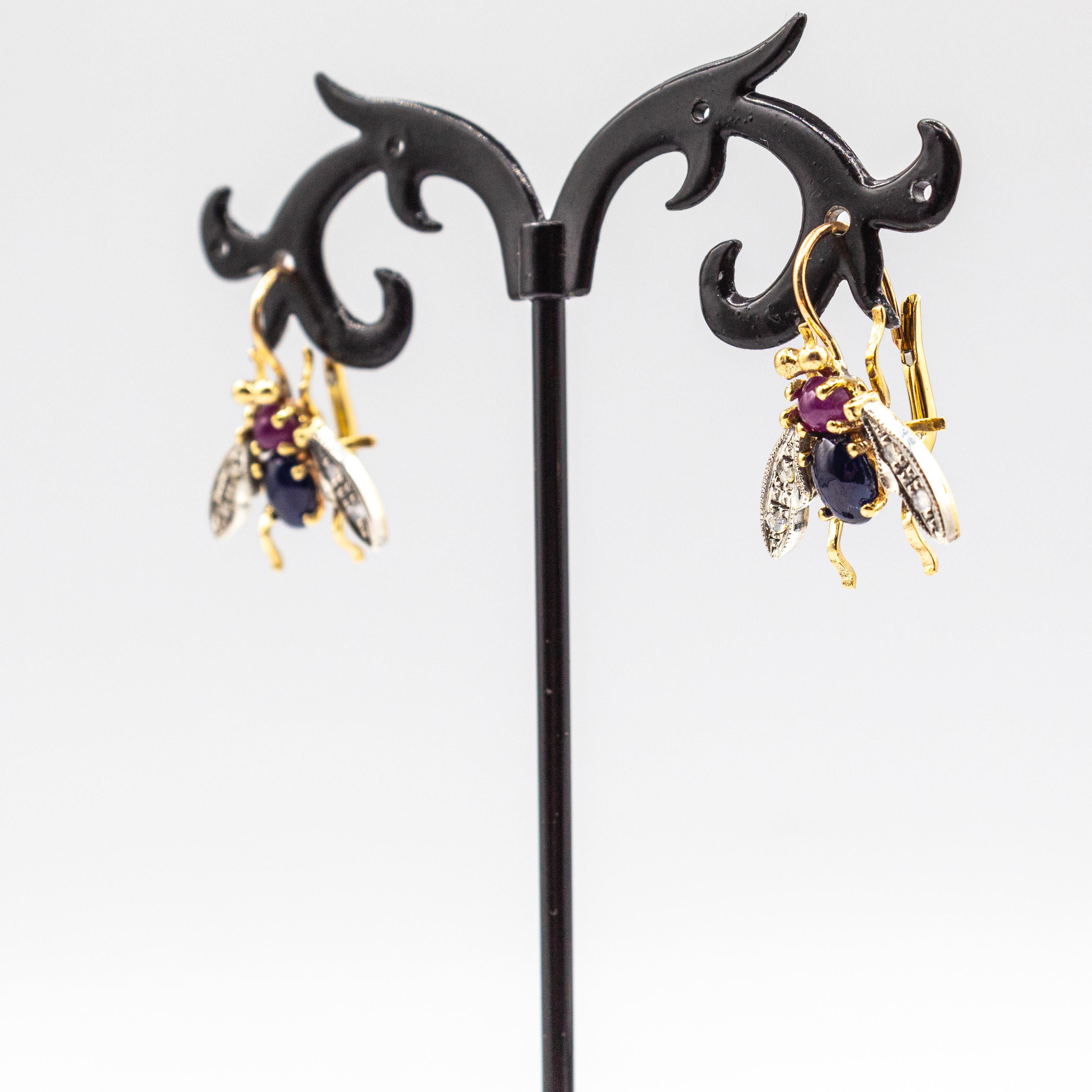 Art Nouveau White Diamond Blue Sapphire Ruby Yellow Gold 