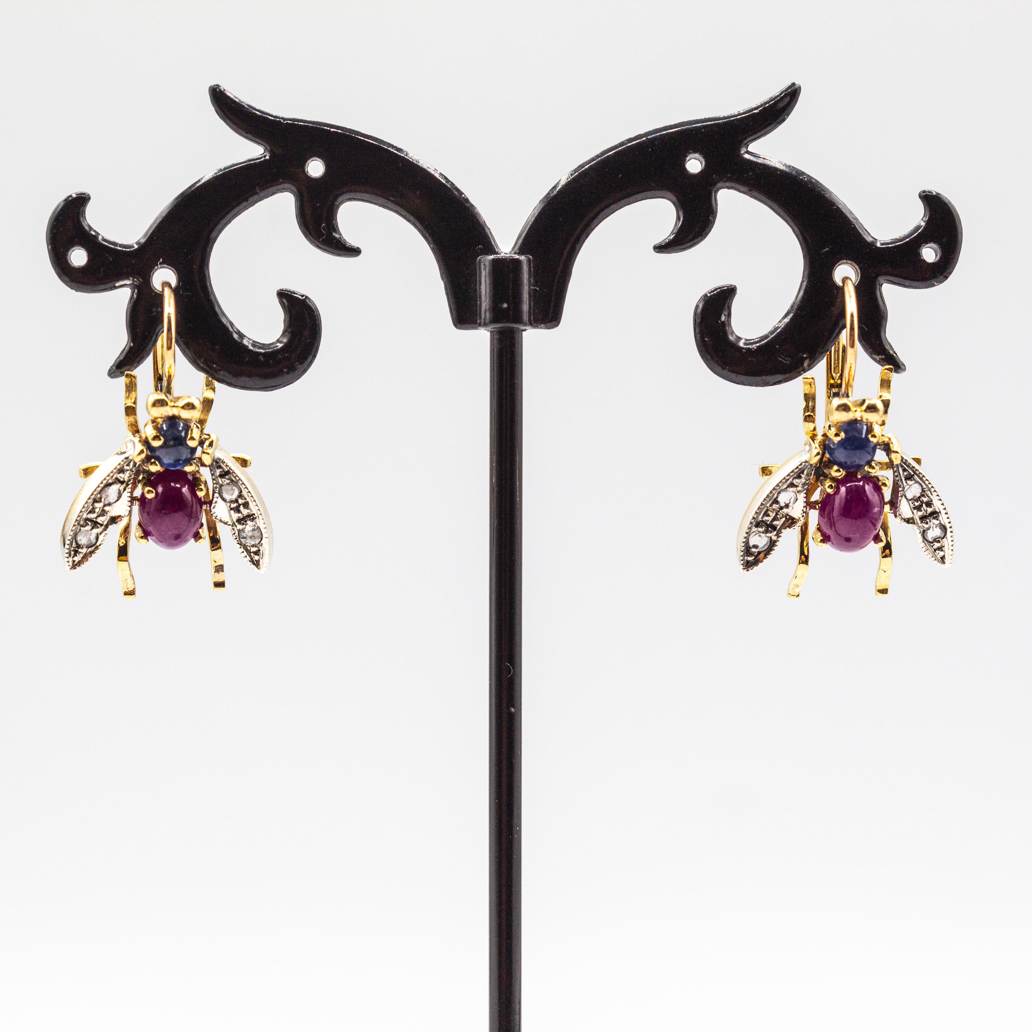 Art Nouveau White Diamond Blue Sapphire Ruby Yellow Gold 