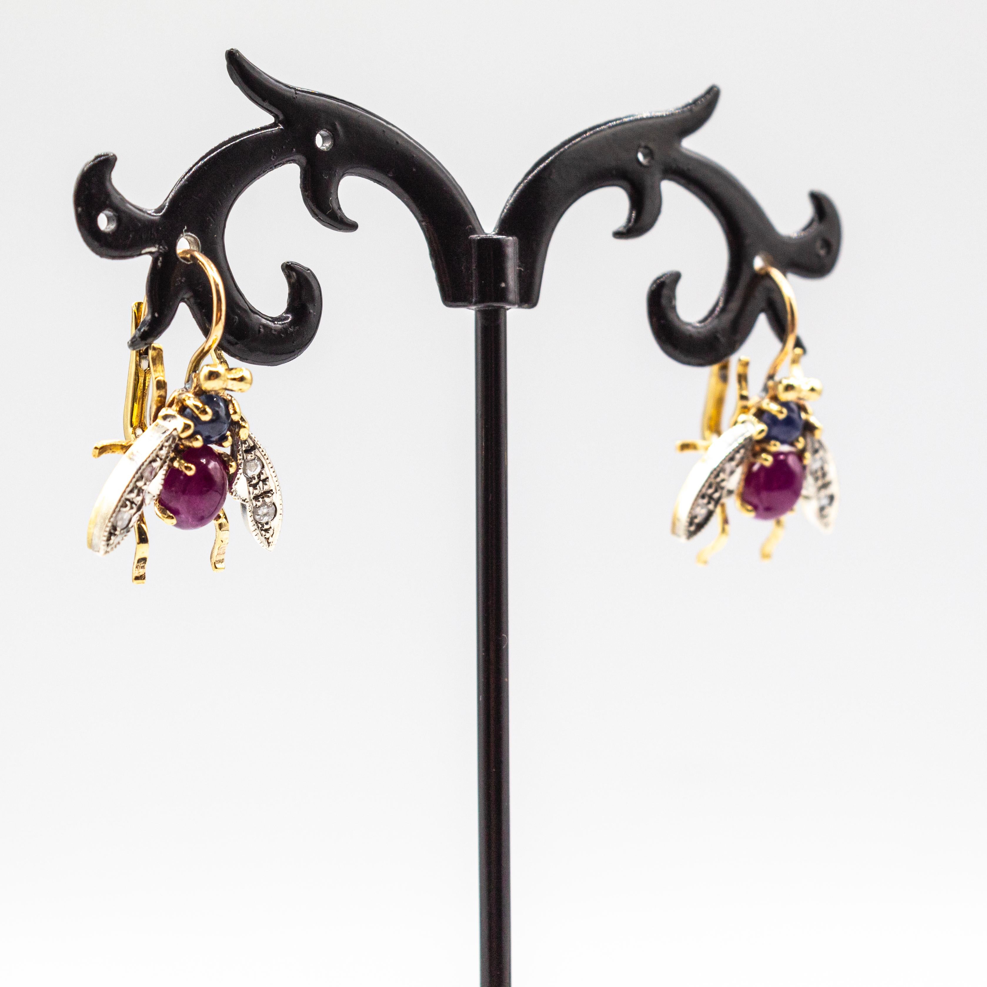 Art Nouveau White Diamond Blue Sapphire Ruby Yellow Gold 