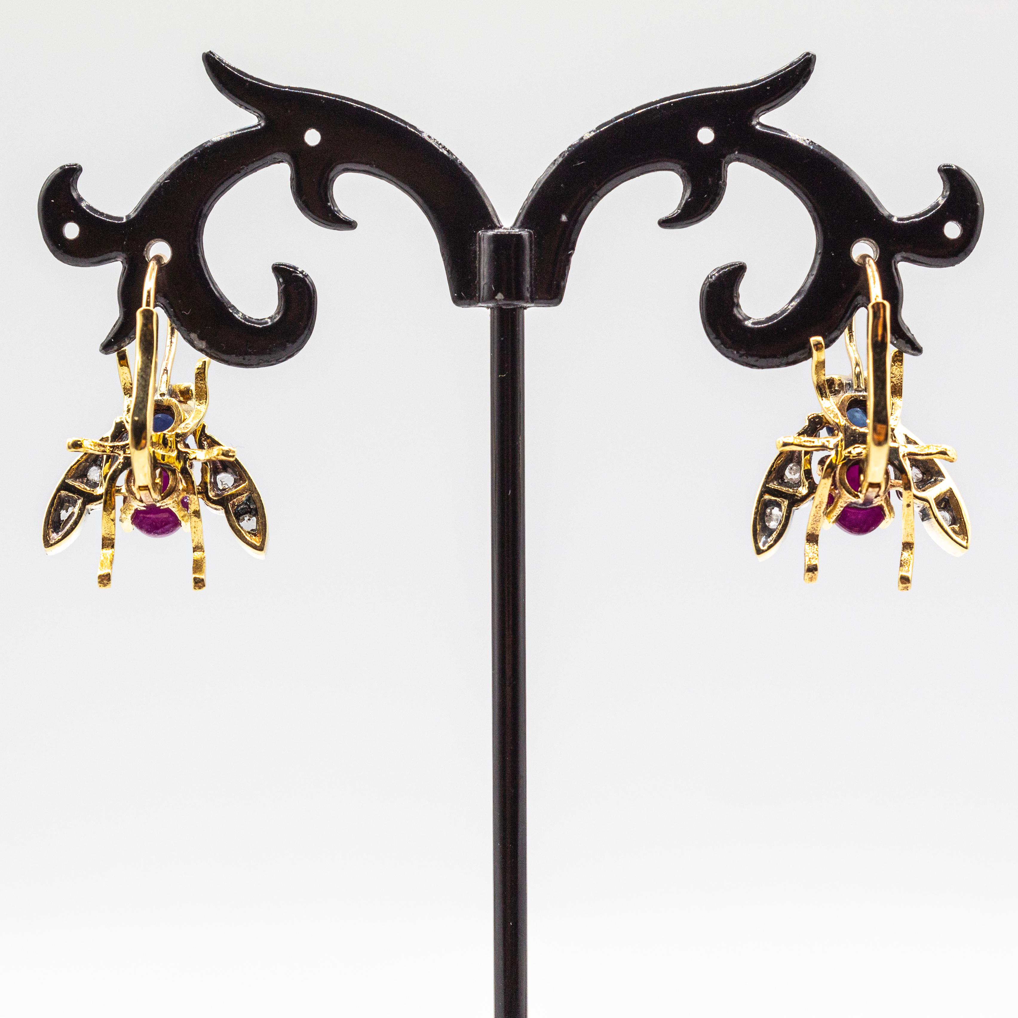Art Nouveau White Diamond Blue Sapphire Ruby Yellow Gold 