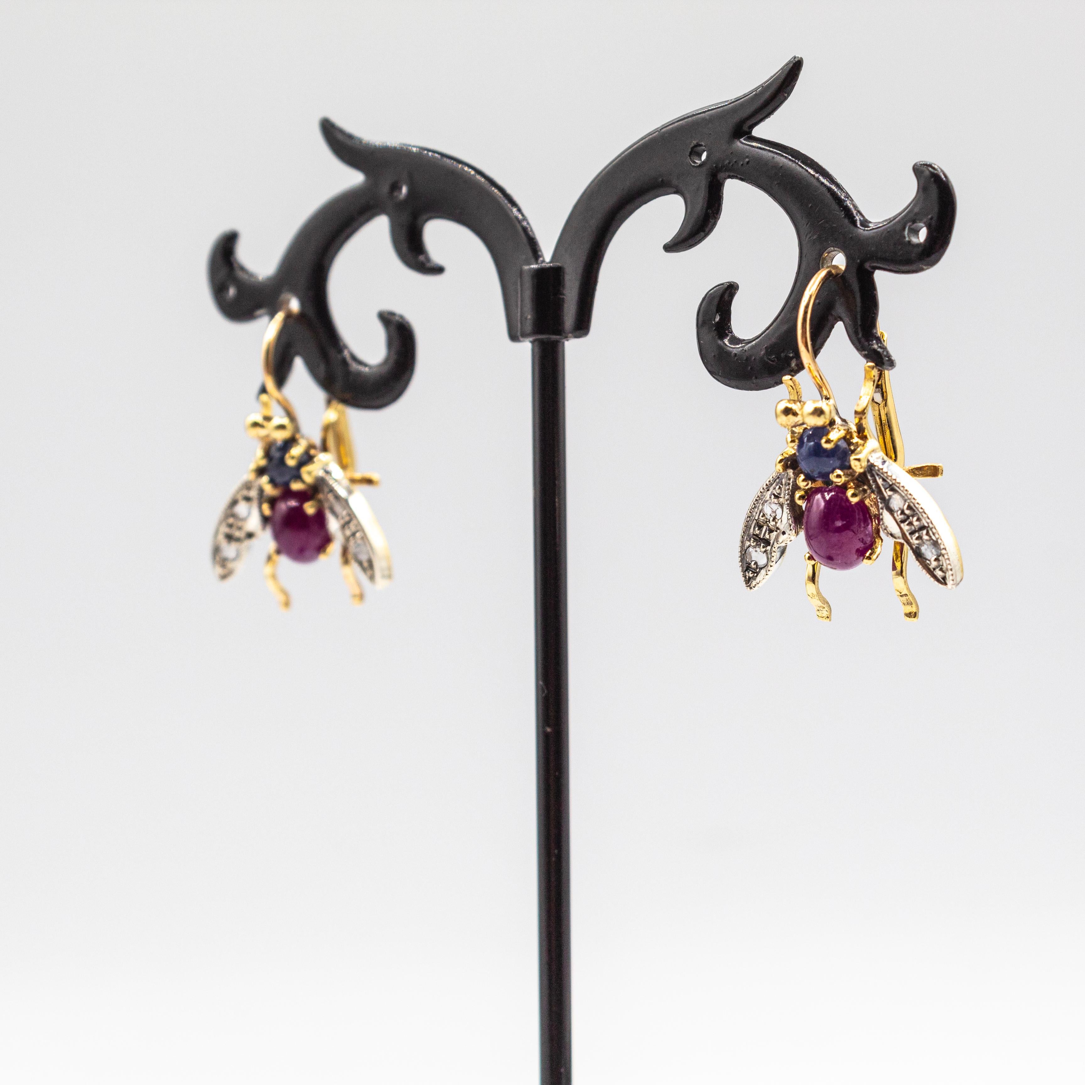 Art Nouveau White Diamond Blue Sapphire Ruby Yellow Gold 
