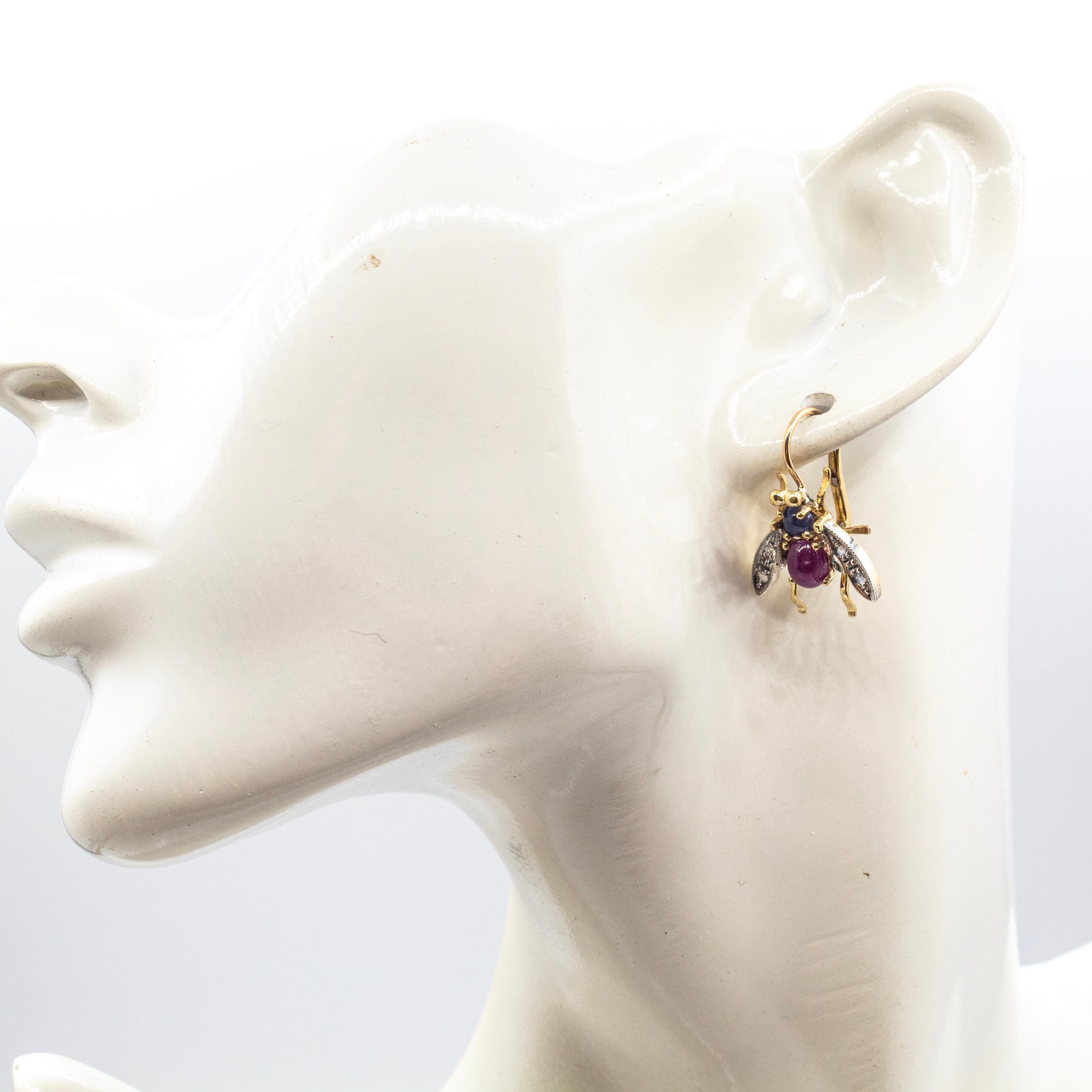 Art Nouveau White Diamond Blue Sapphire Ruby Yellow Gold 
