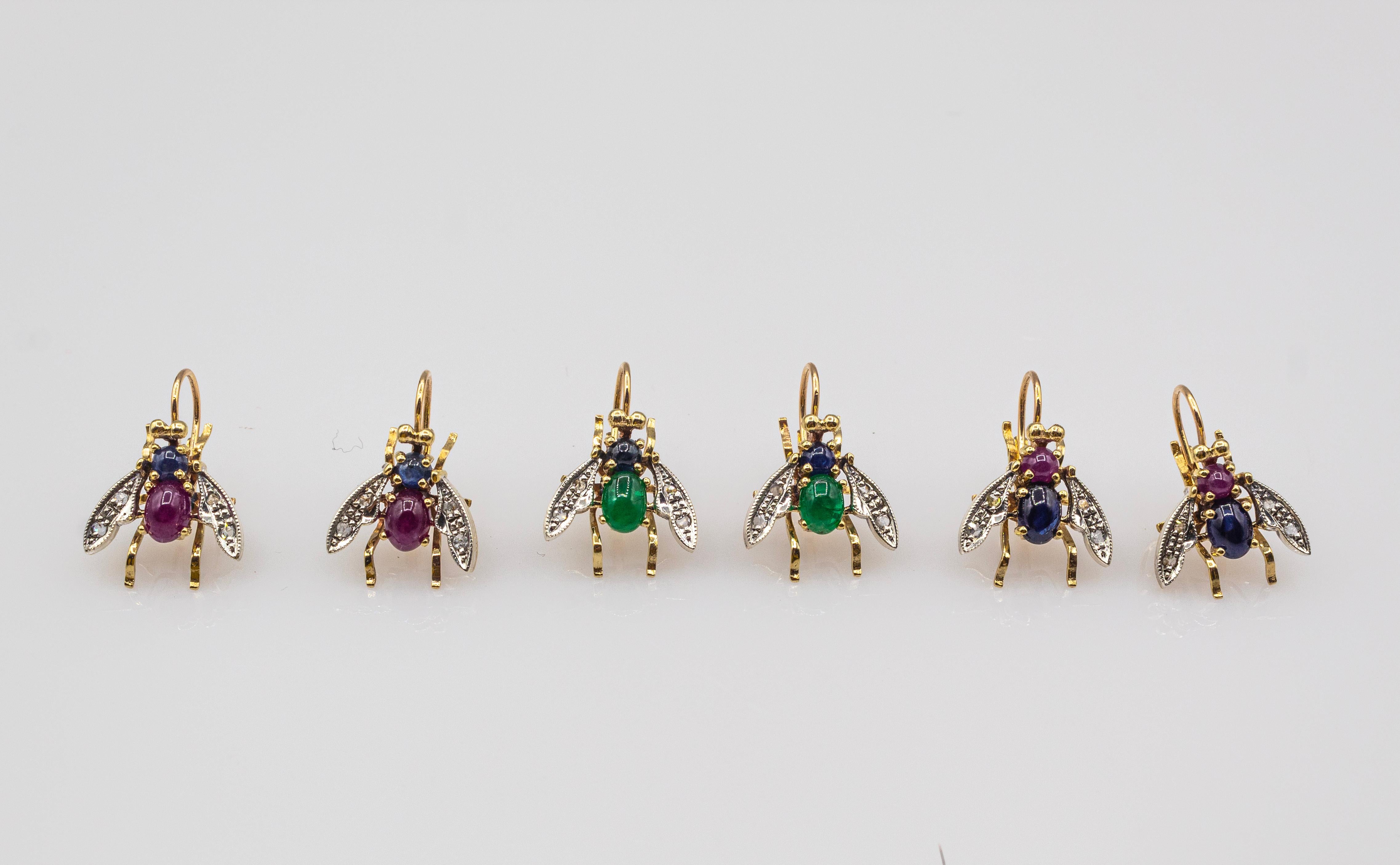 Art Nouveau White Diamond Blue Sapphire Ruby Yellow Gold 
