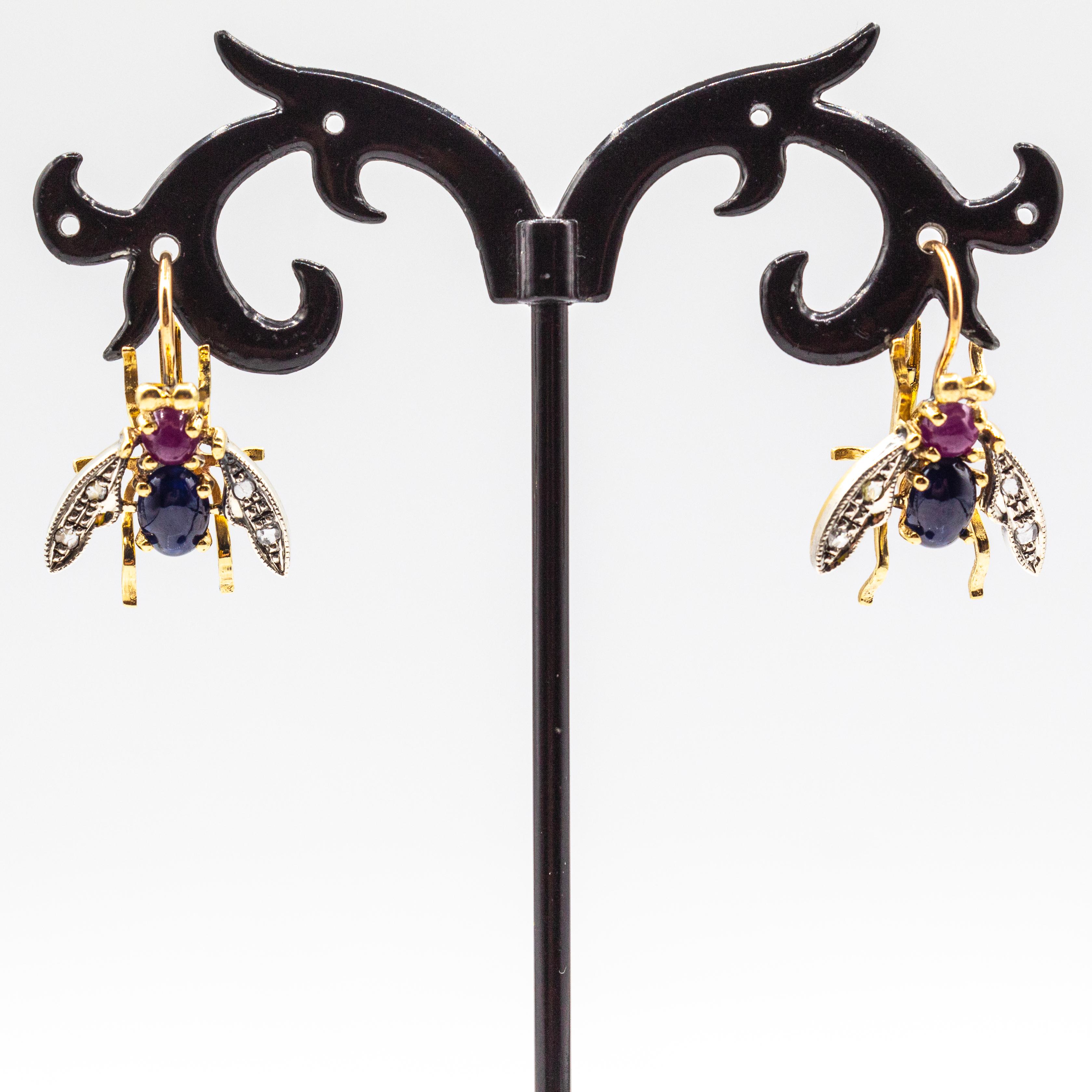 Art Nouveau White Diamond Blue Sapphire Ruby Yellow Gold 