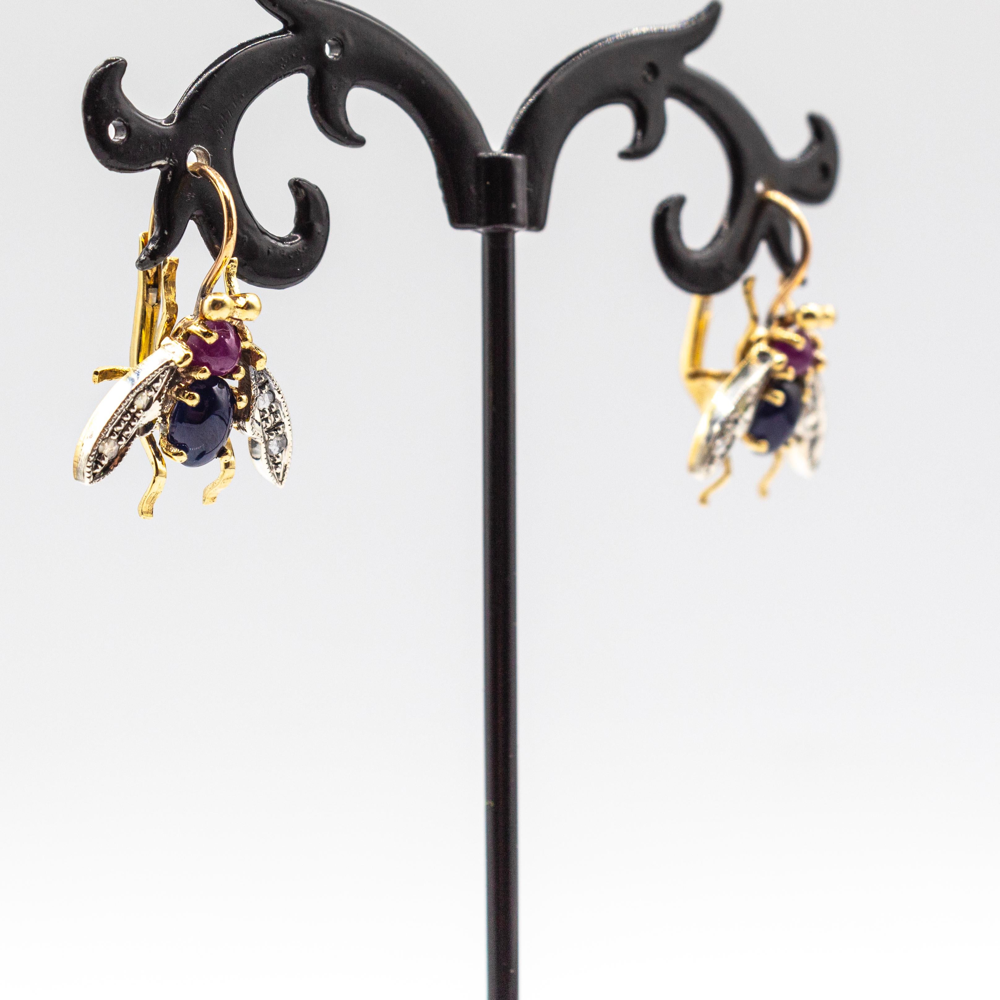Art Nouveau White Diamond Blue Sapphire Ruby Yellow Gold 