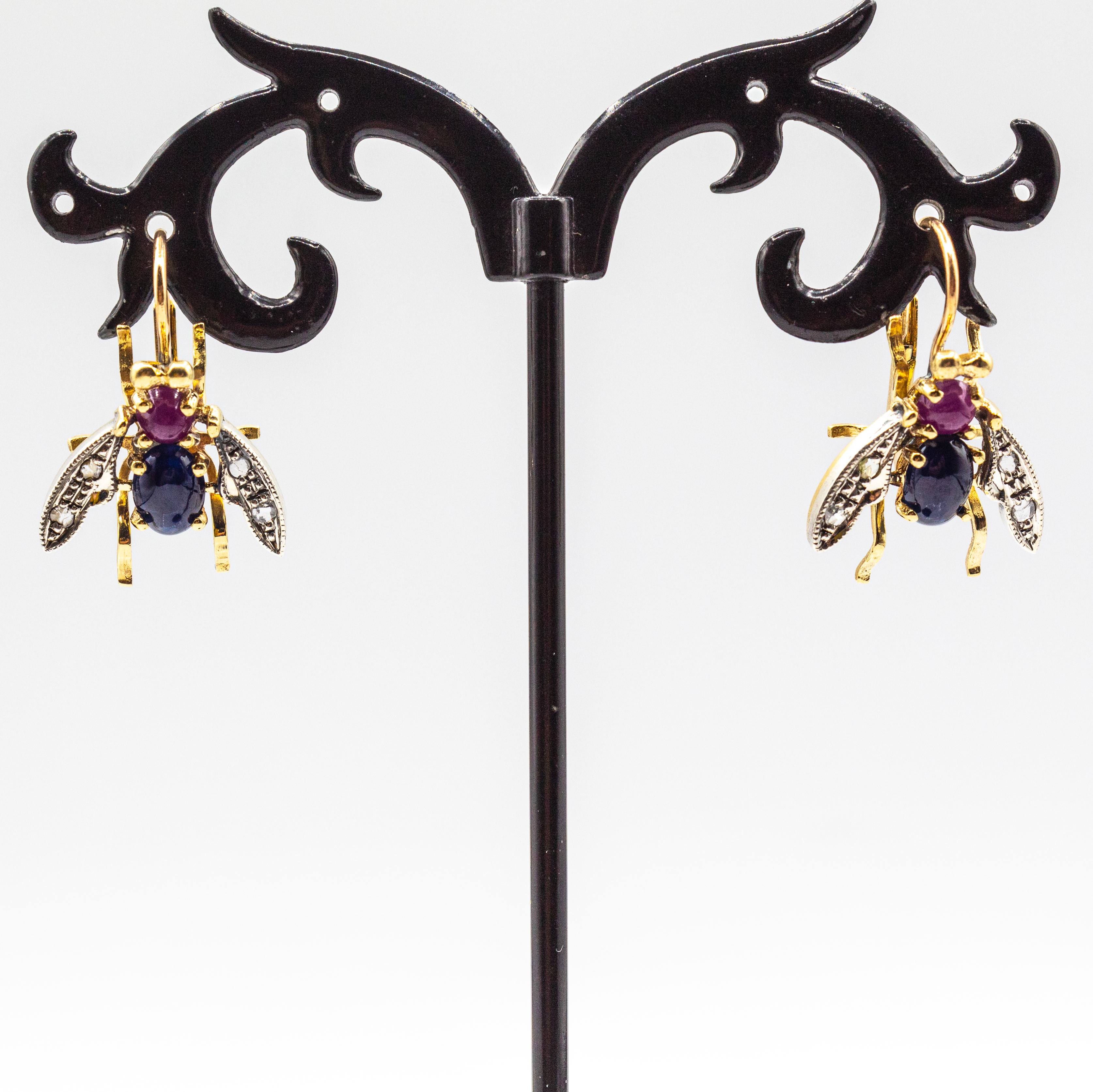Art Nouveau White Diamond Ruby Blue Sapphire Yellow Gold 
