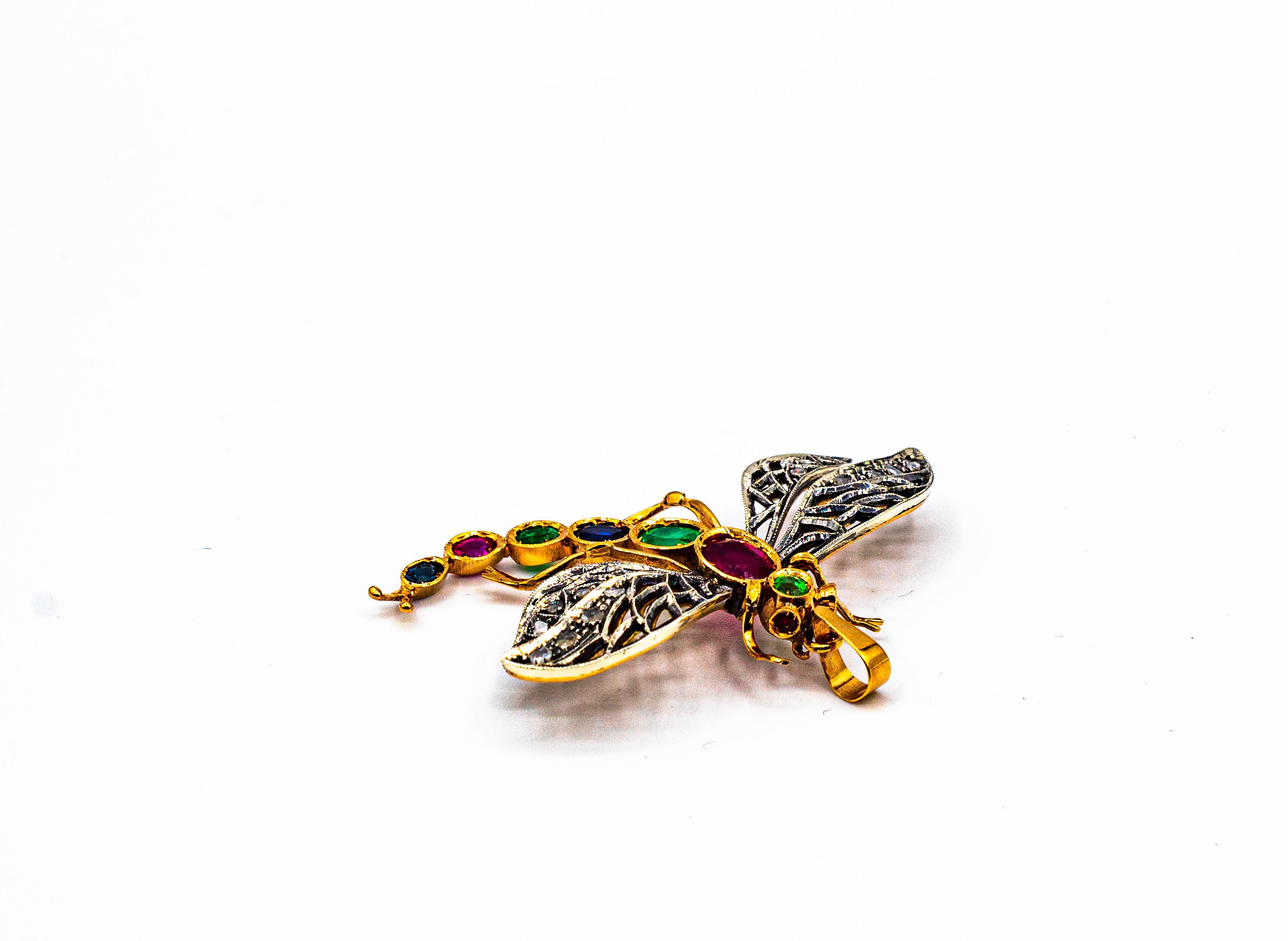 Art Nouveau White Diamond Ruby Emerald Sapphire Yellow Gold 