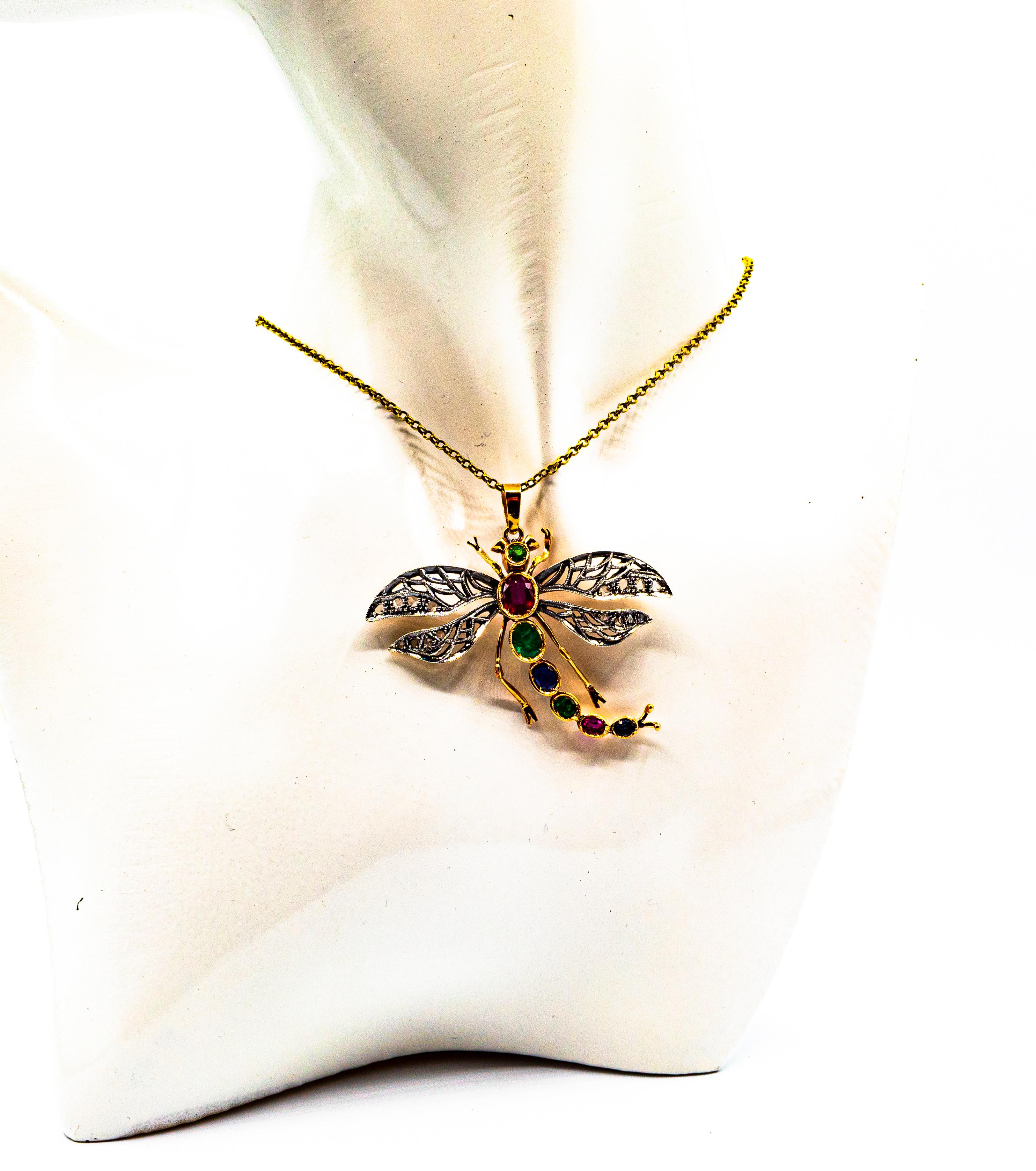 Art Nouveau White Diamond Ruby Emerald Sapphire Yellow Gold 