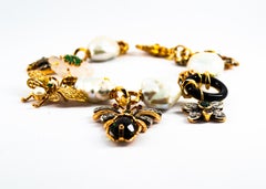 Art Nouveau White Diamond Ruby Sapphire Emerald Tourmaline Yellow Gold Bracelet