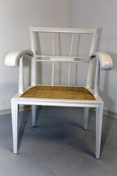 Art Nouveau White Lacquered Beech Armchair Attributed to Josef Hoffmann