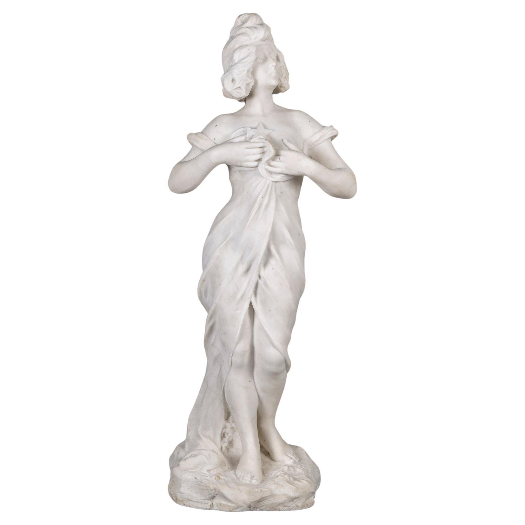 Art Nouveau white marble sculpture, circa 1900.