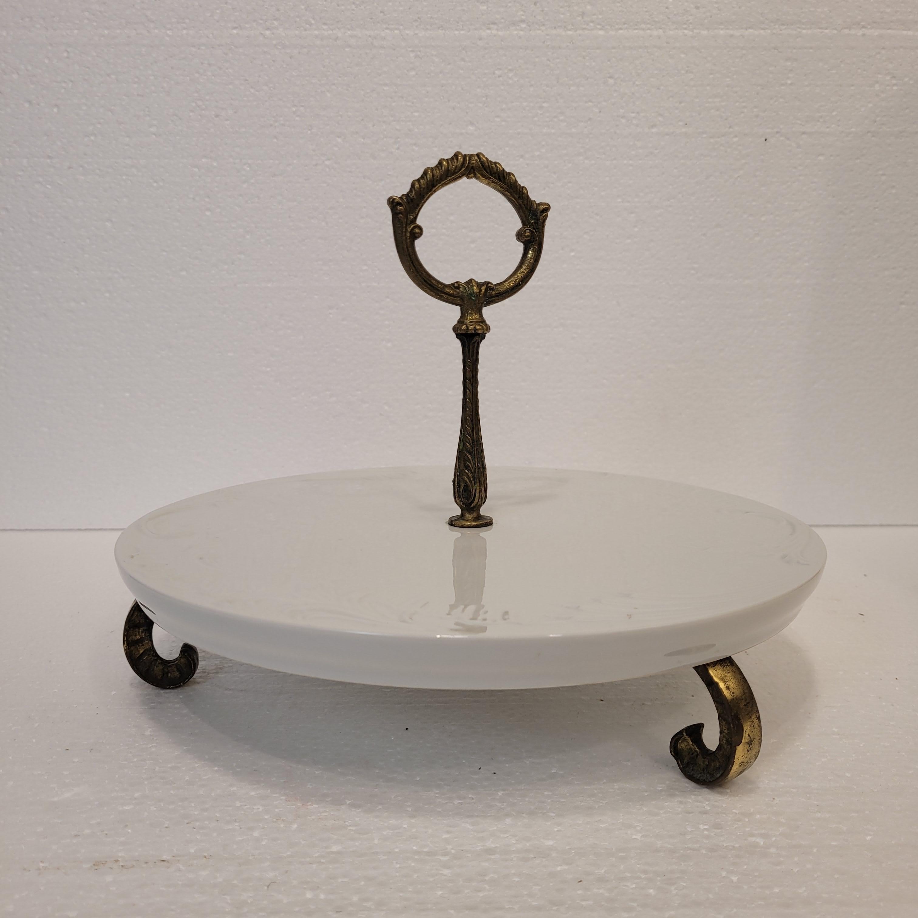 Tortenplatte aus weißem Porzellan im Jugendstil aus Limoges, Frankreich im Angebot 1