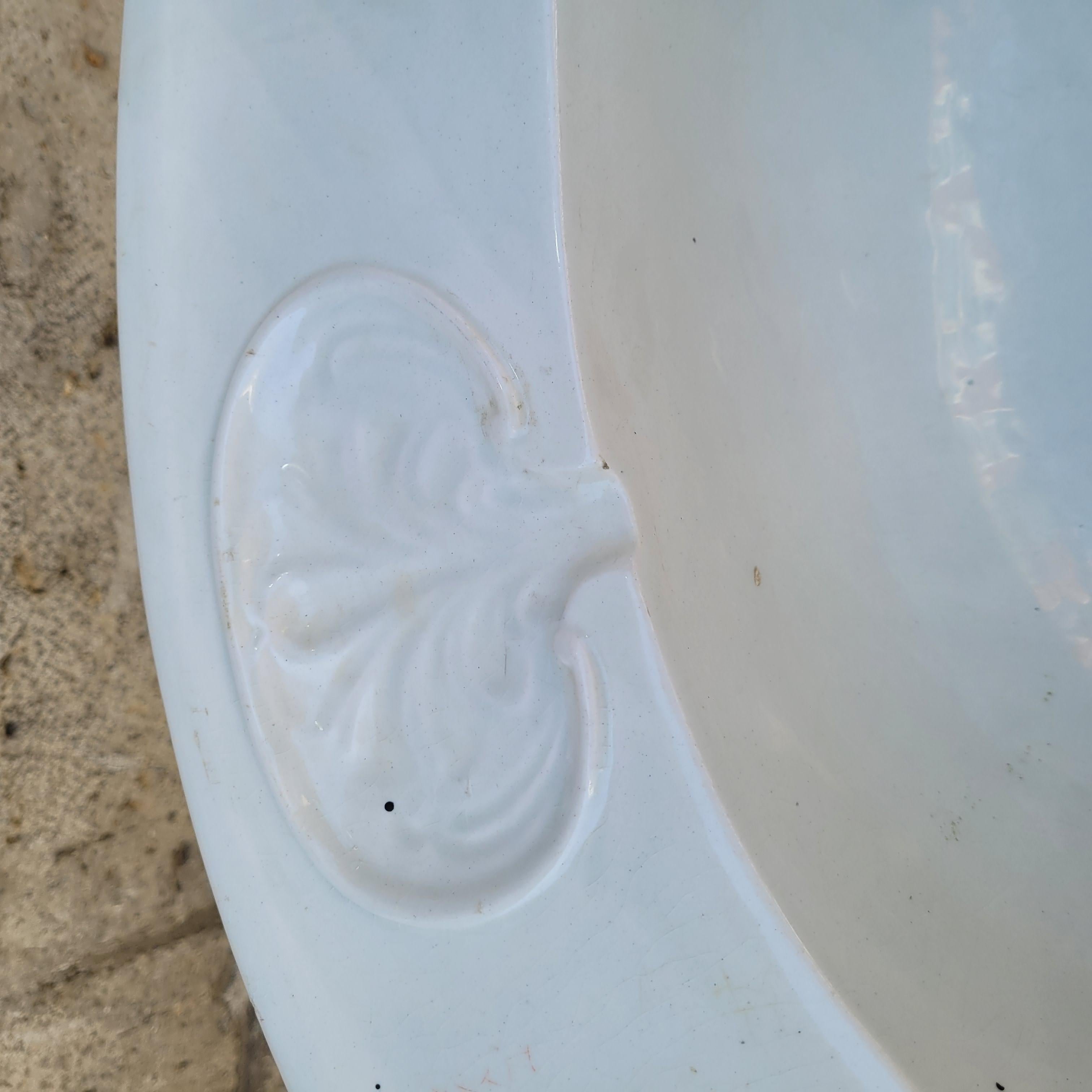 Jugendstil Waschbecken aus weißem Porzellan mit Pilaster Frankreich im Angebot 4