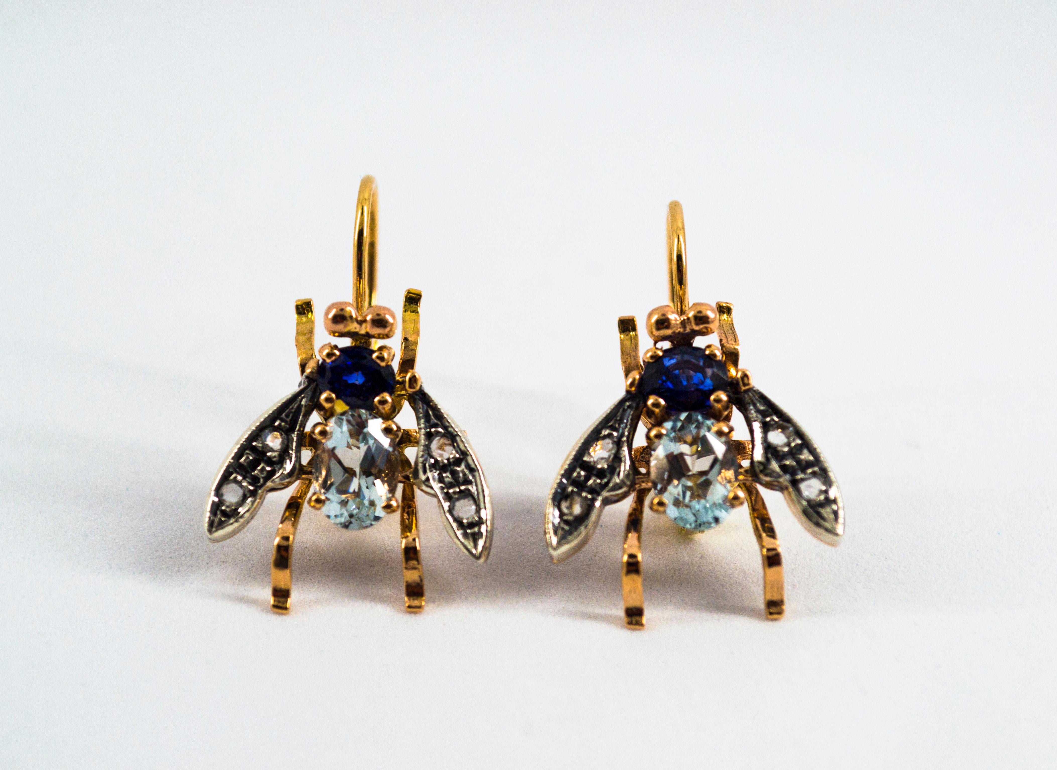 Boucles d'oreilles « Folies » Art Nouveau en or jaune avec diamants blancs taille rose, rubis et émeraudes en vente 13