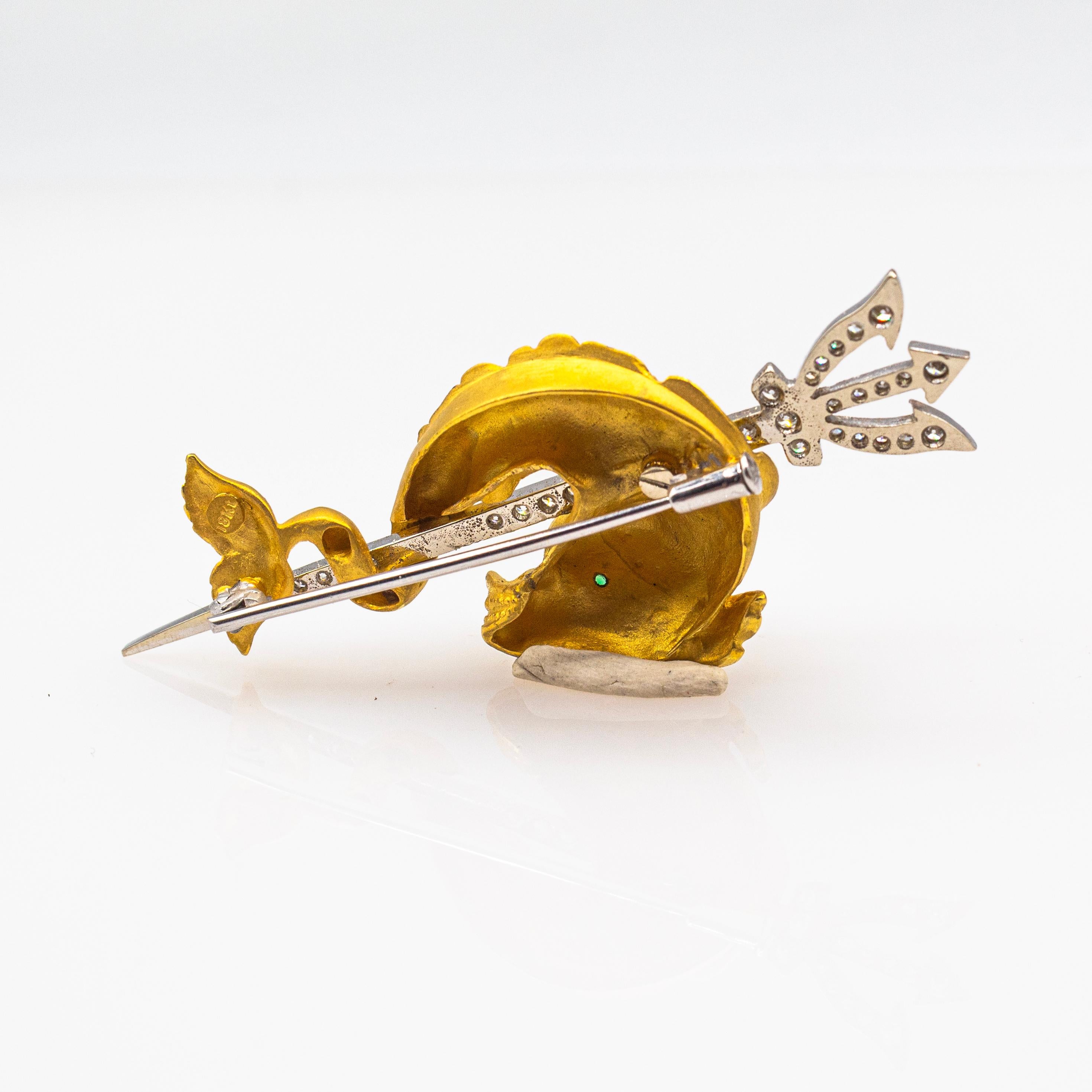 Art Nouveau White Round Cut Diamond Yellow Gold 