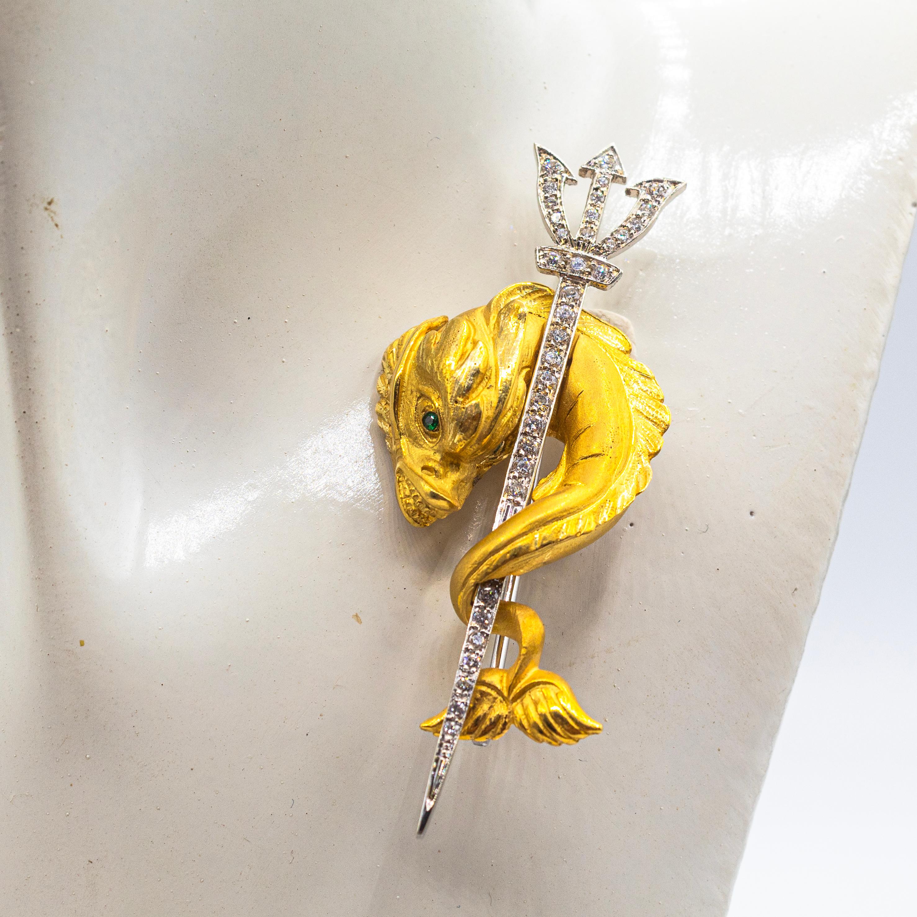Art Nouveau White Round Cut Diamond Yellow Gold 