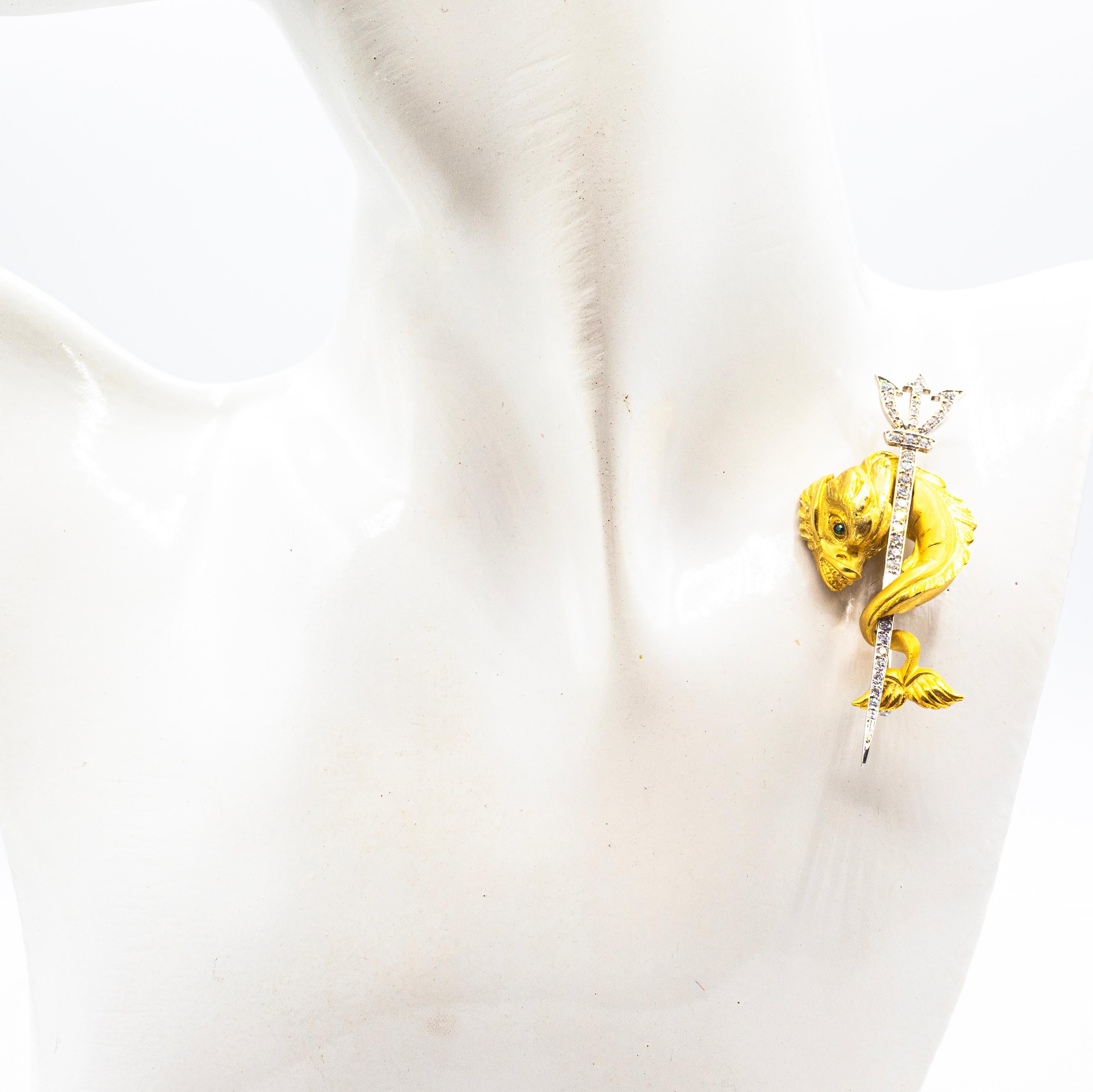 Art Nouveau White Round Cut Diamond Yellow Gold 