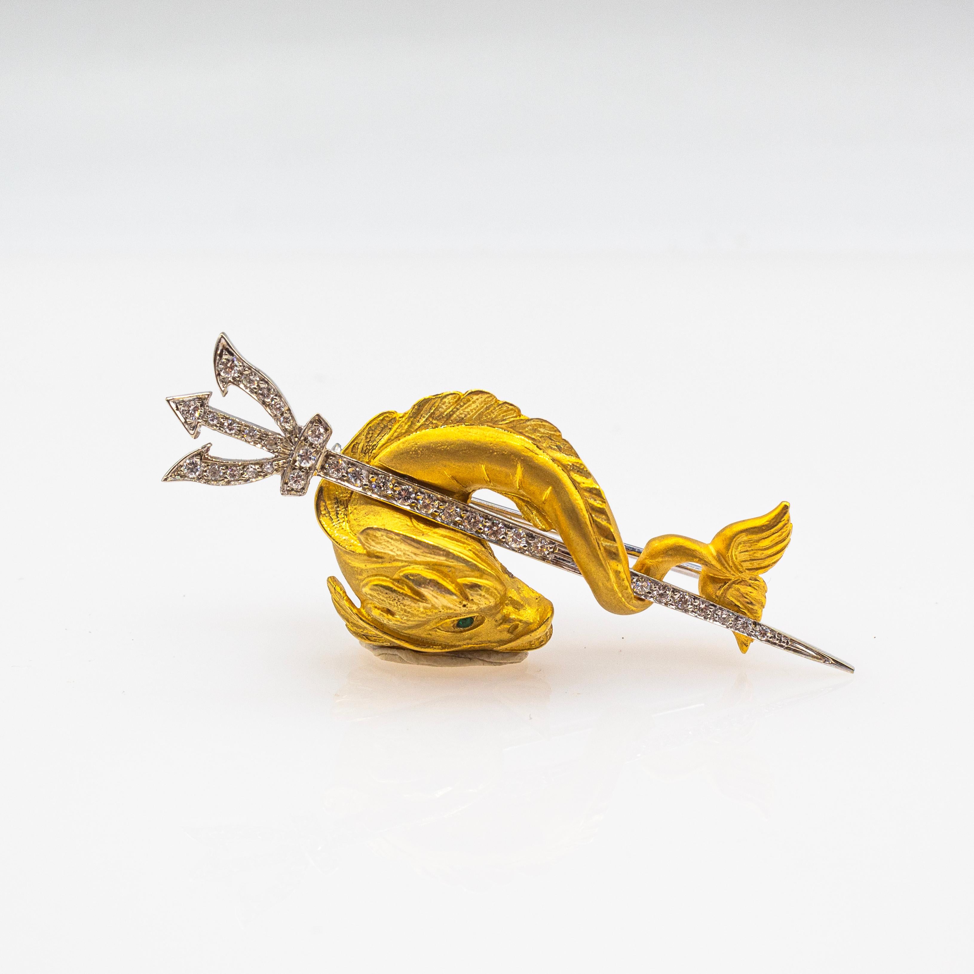 Art Nouveau White Round Cut Diamond Yellow Gold 