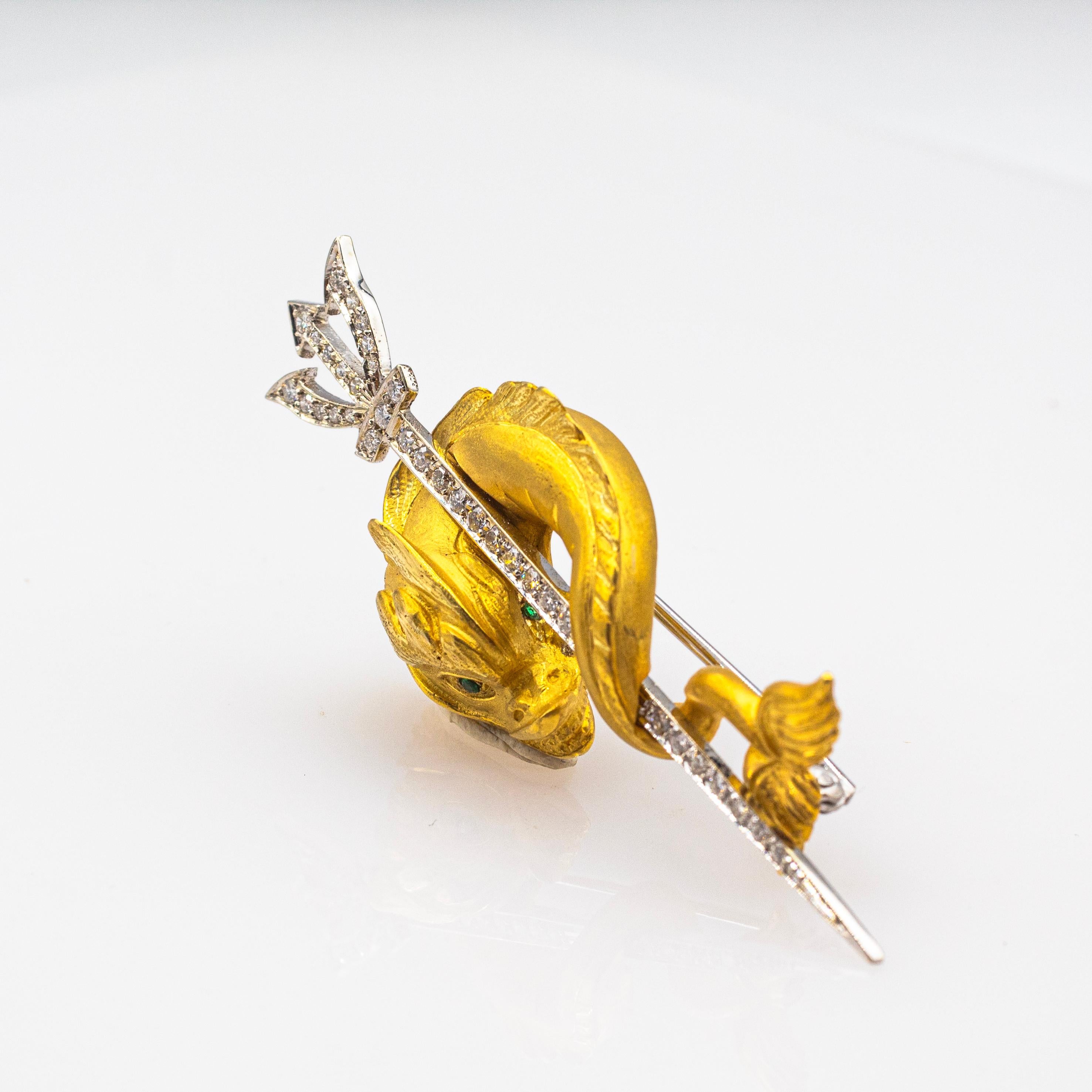 Art Nouveau White Round Cut Diamond Yellow Gold 
