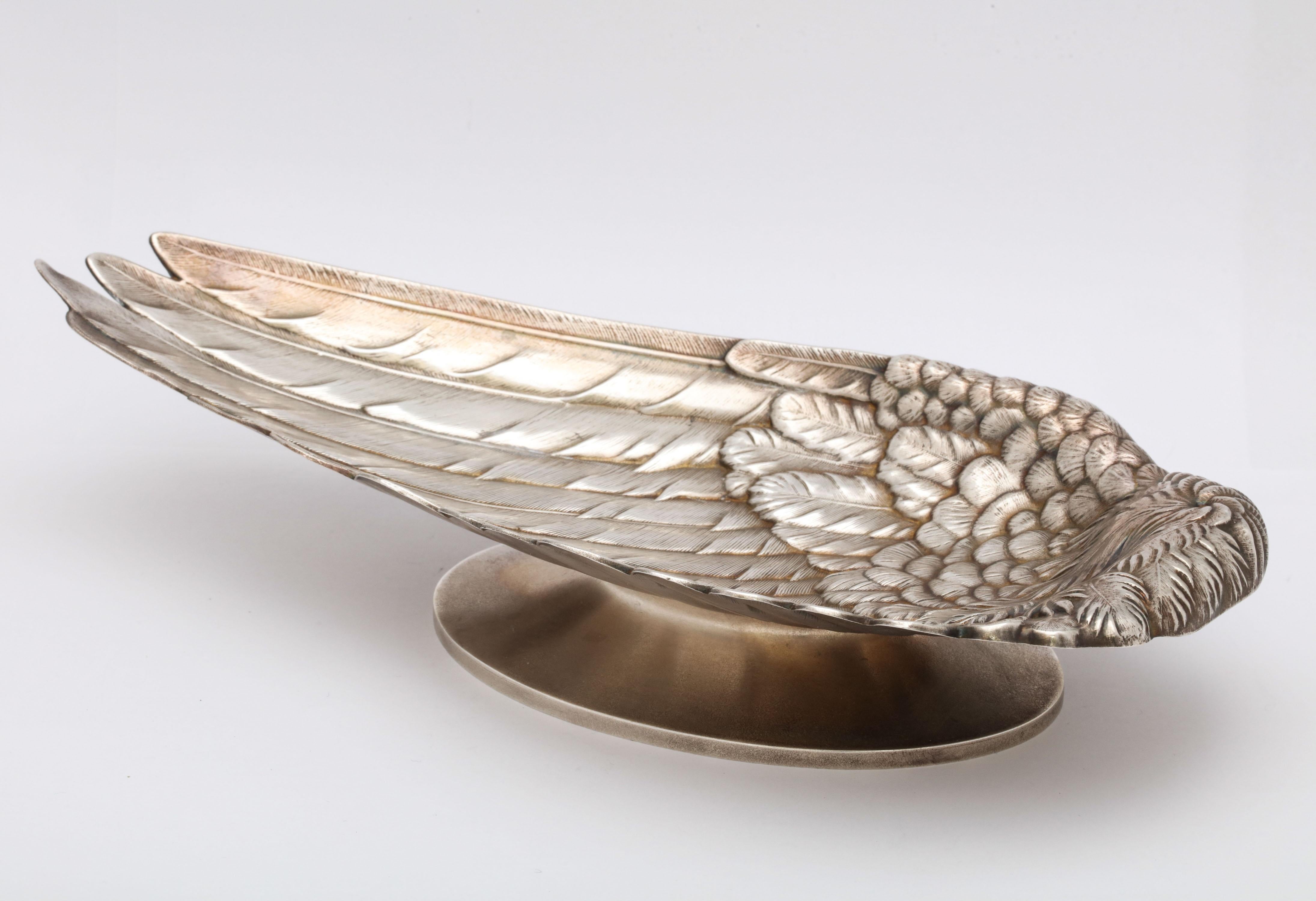Art Nouveau Whiting Sterling Silver-Gilt Platter in the Form of a Bird's Wing 9