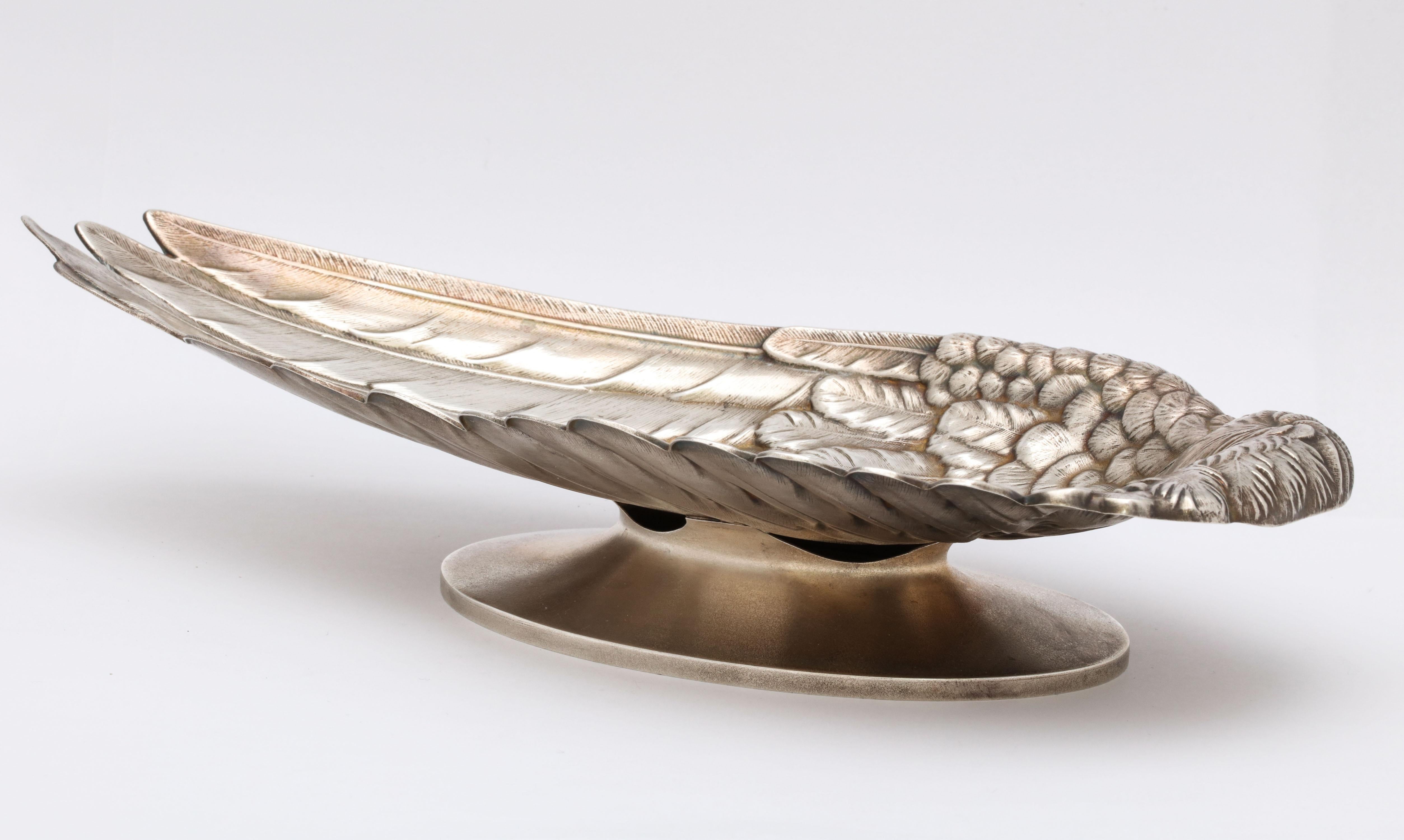 Art Nouveau Whiting Sterling Silver-Gilt Platter in the Form of a Bird's Wing 10