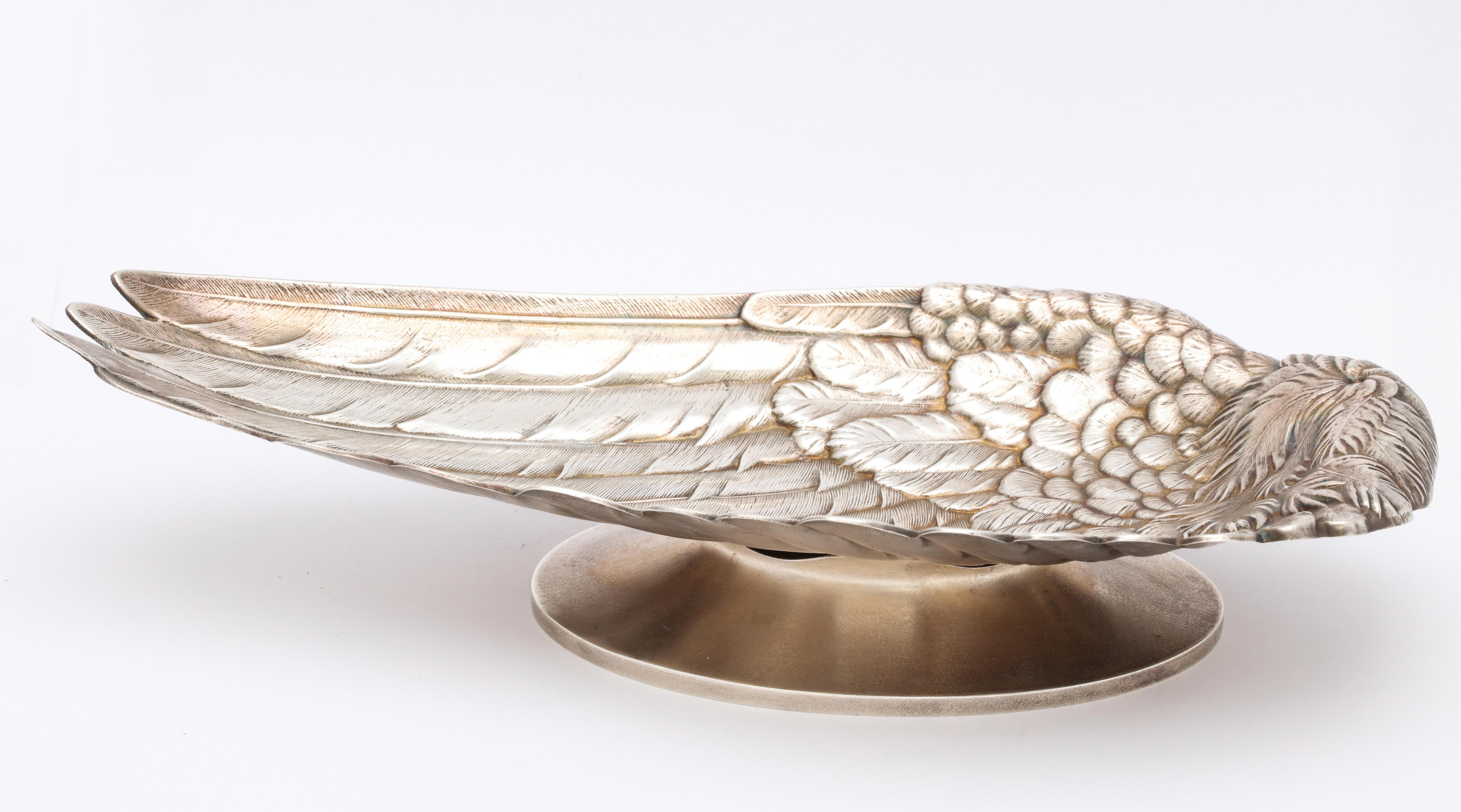 American Art Nouveau Whiting Sterling Silver-Gilt Platter in the Form of a Bird's Wing