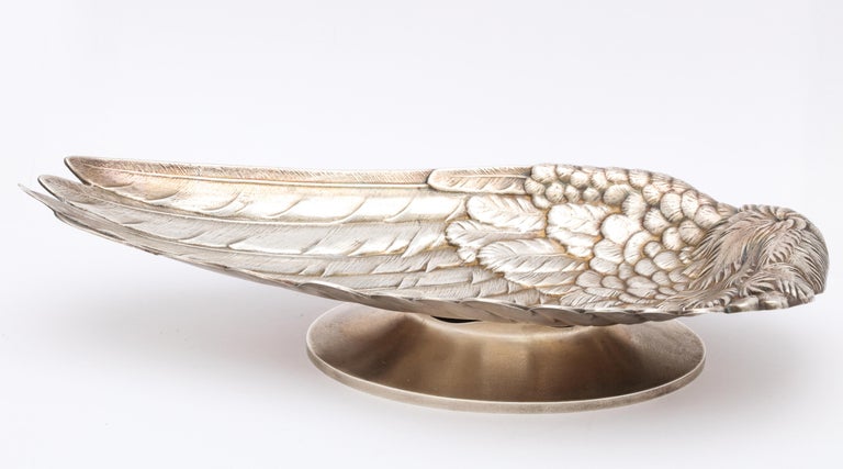 Art Nouveau Whiting Sterling Silver-Gilt Platter in the Form of a Bird's Wing In Good Condition For Sale In New York, NY