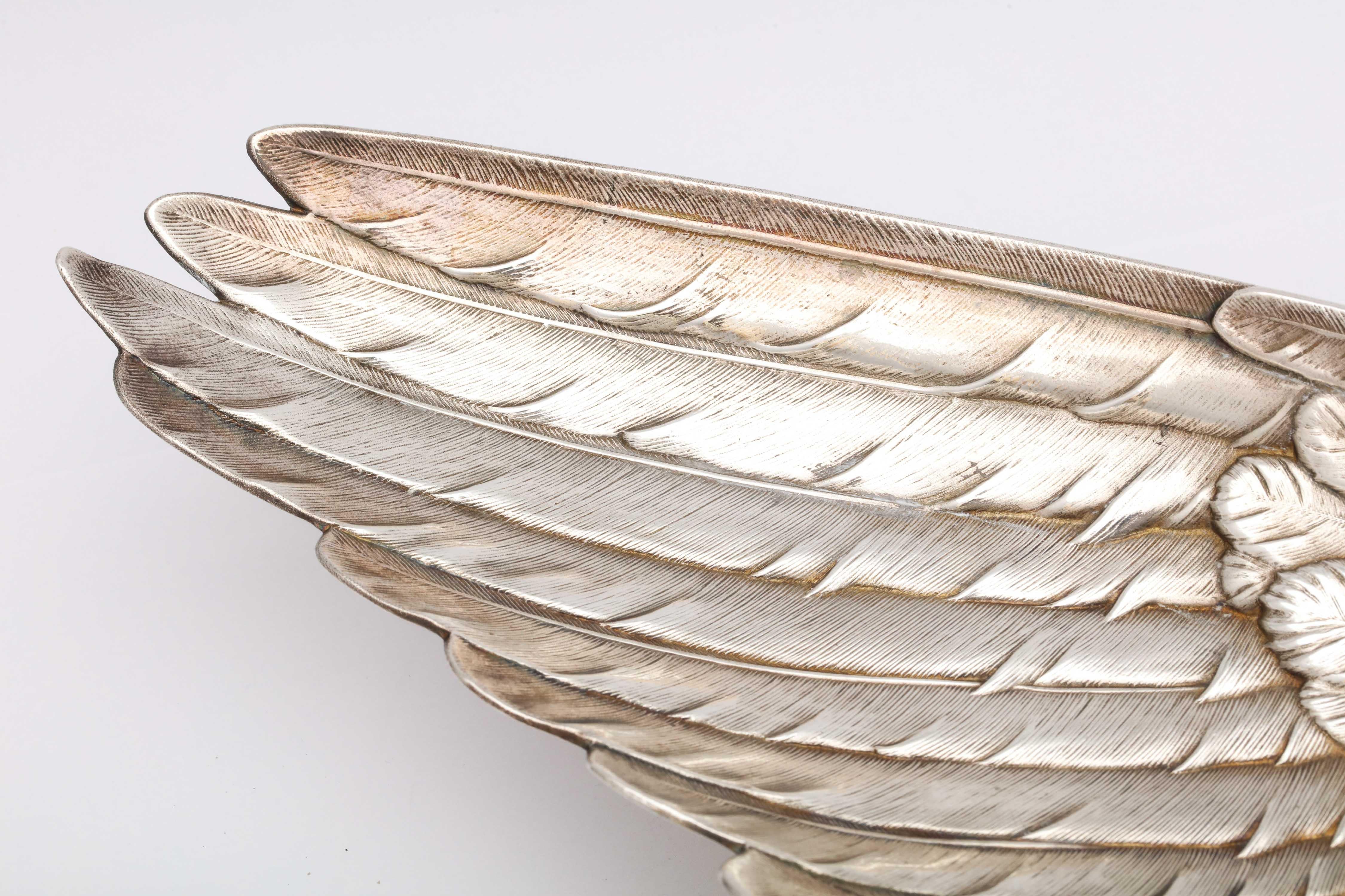 Early 20th Century Art Nouveau Whiting Sterling Silver-Gilt Platter in the Form of a Bird's Wing