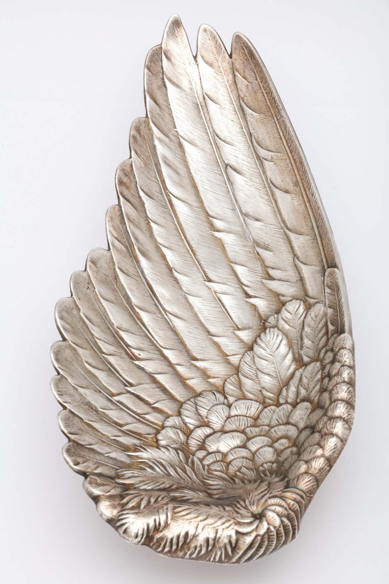Art Nouveau Whiting Sterling Silver-Gilt Platter in the Form of a Bird's Wing For Sale 4