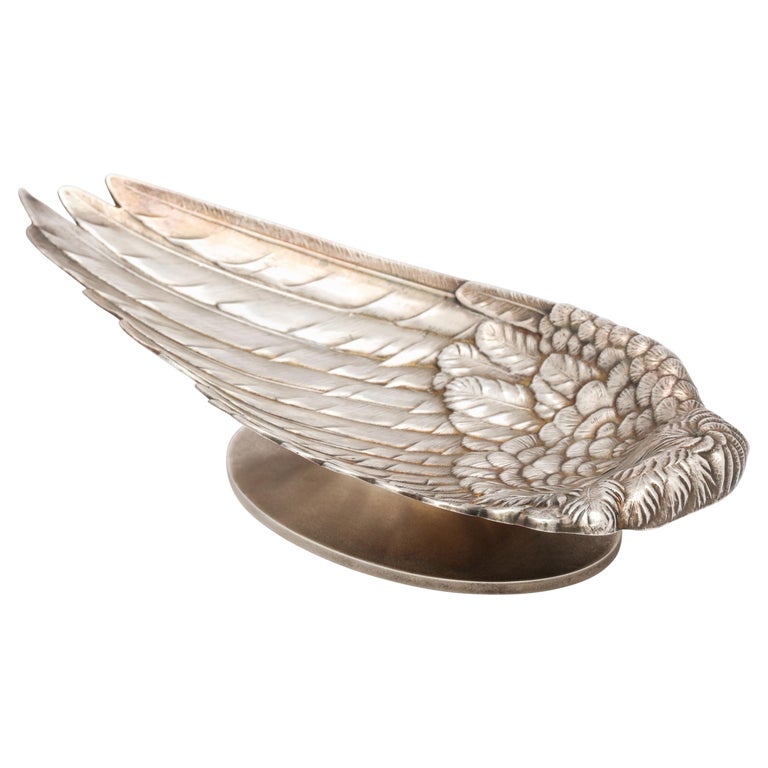 Art Nouveau Whiting Sterling Silver-Gilt Platter in the Form of a Bird's Wing For Sale