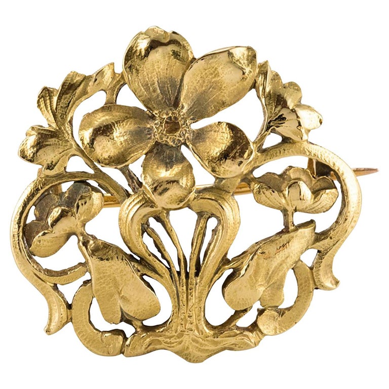 Broche Ancienne En Or 18 Carats - Bijou Vintage, Or Jaune, Occasion