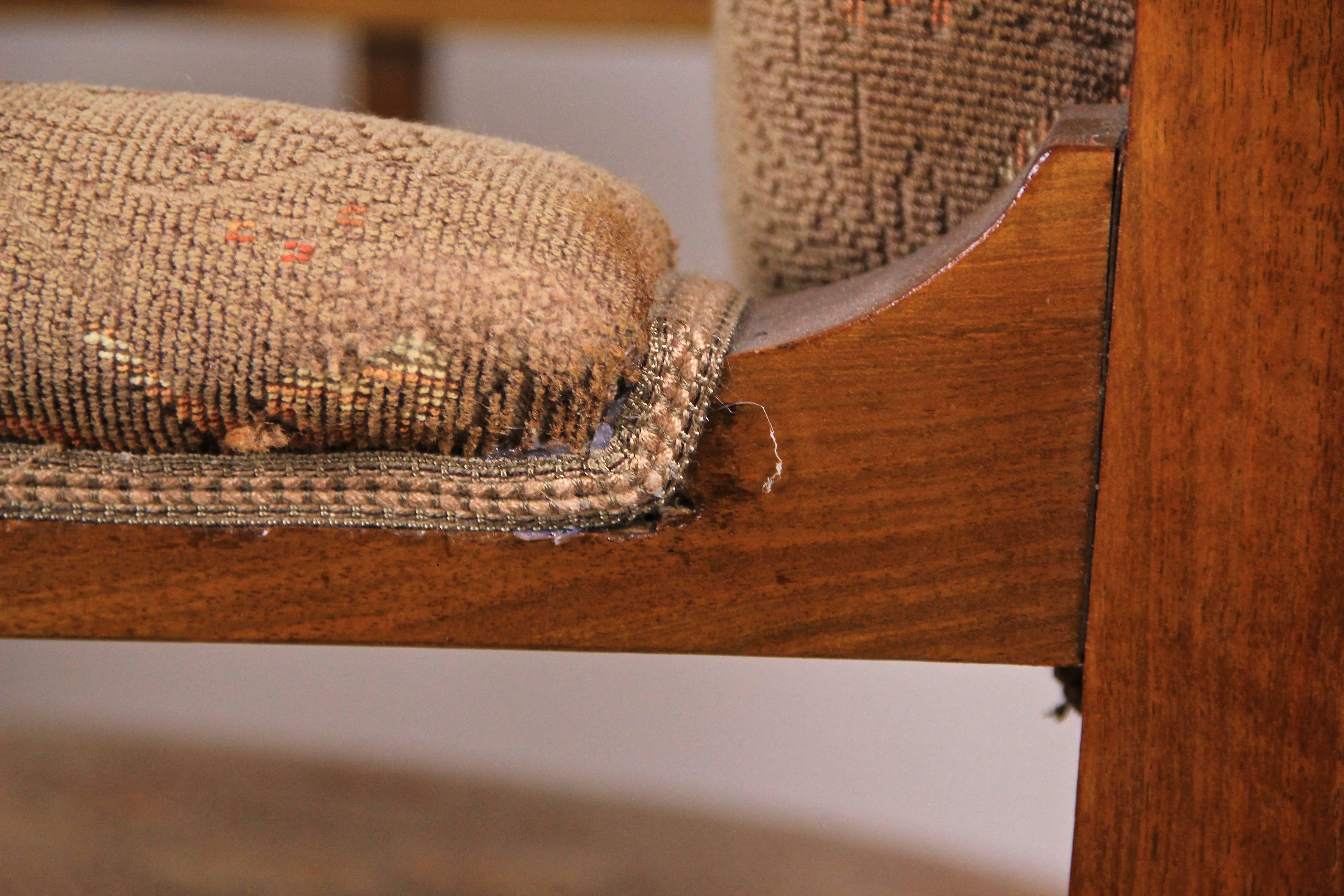 Art Nouveau Wing Chair Nut Wood with Original Upholstery, Austria, circa 1905 2