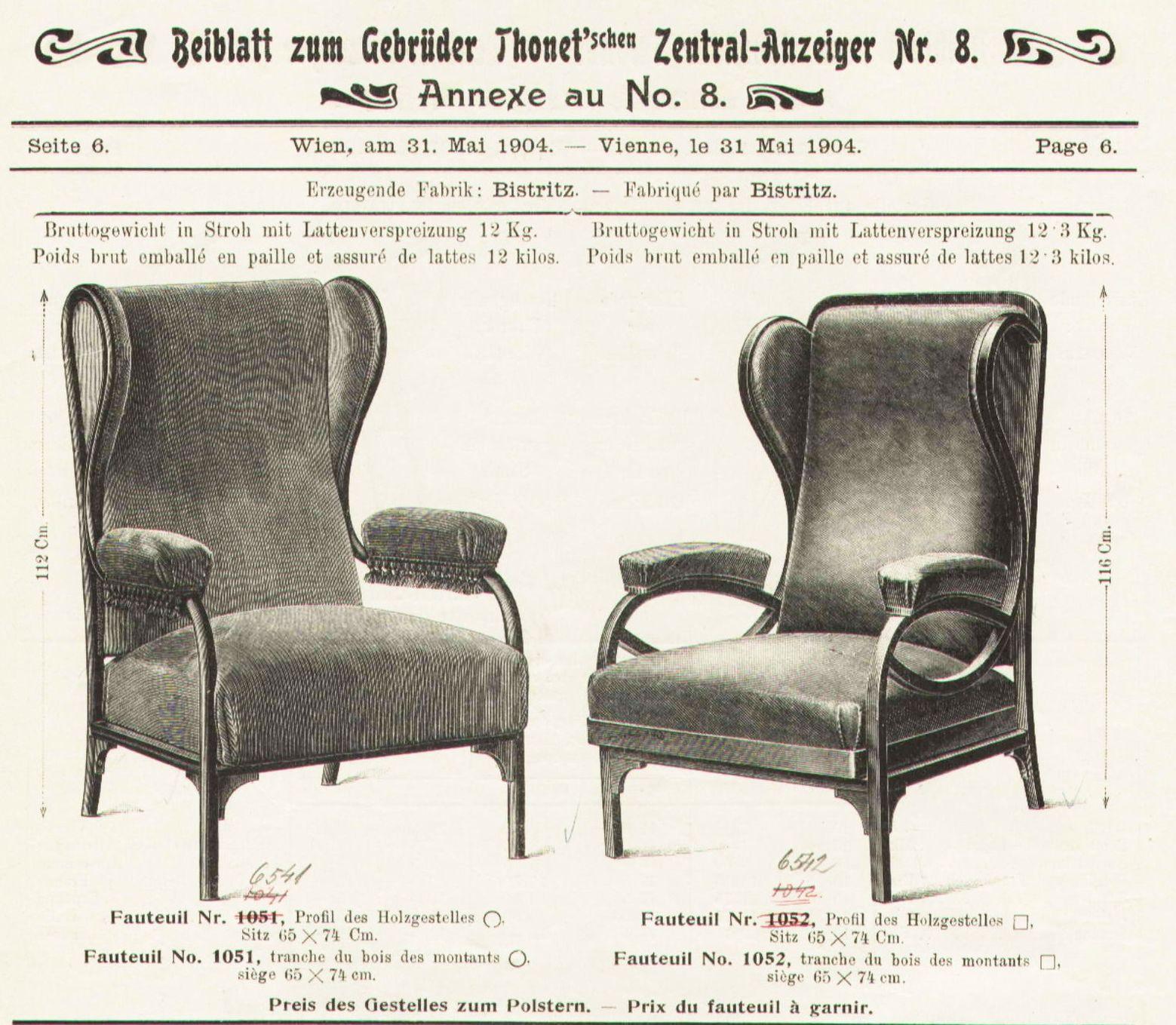 Art Nouveau Wing Chair Thonet Nr.6541, since 1904 For Sale 9