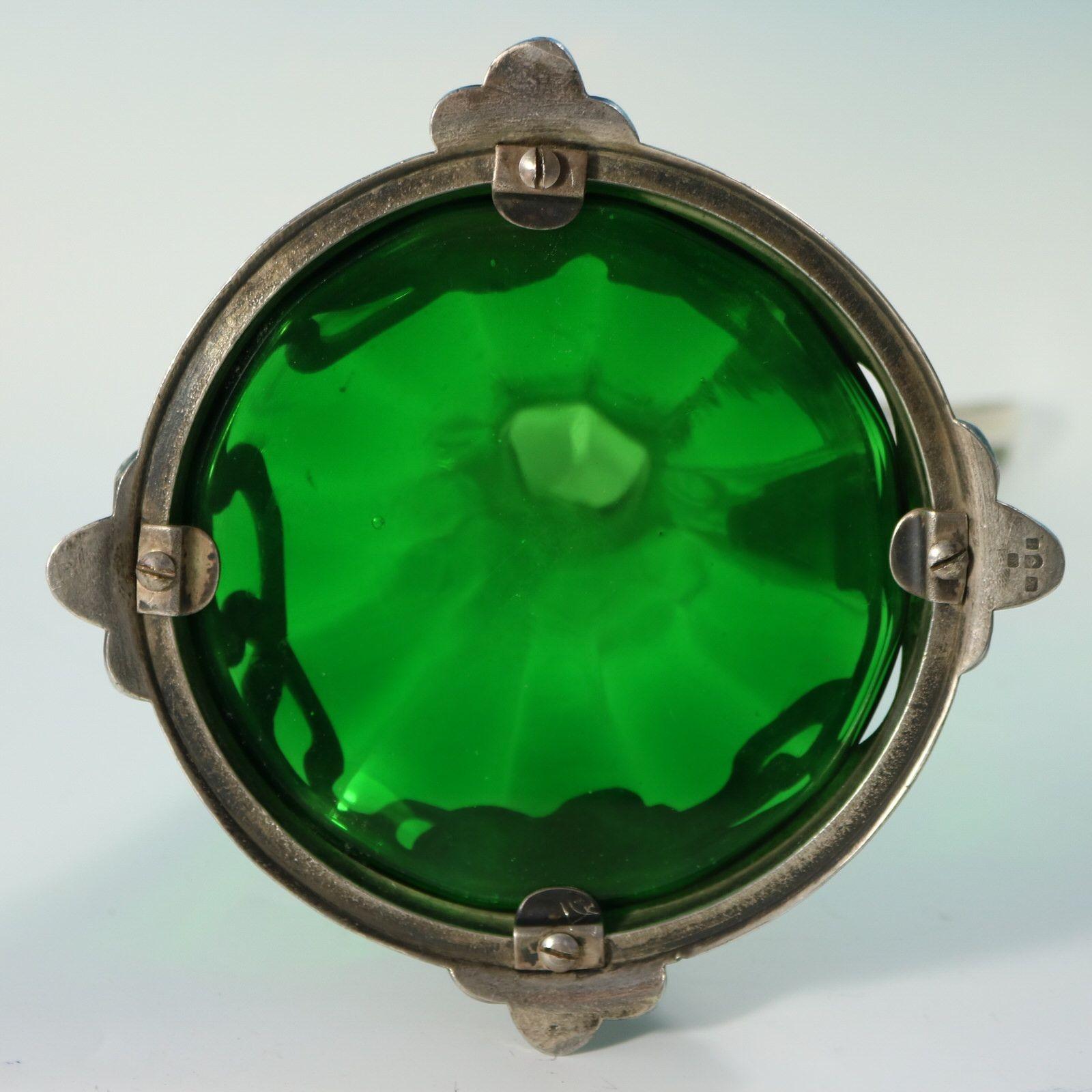 Jugendstil WMF Claret Krug und Stopper mit grünem Glaseinsatz im Angebot 6