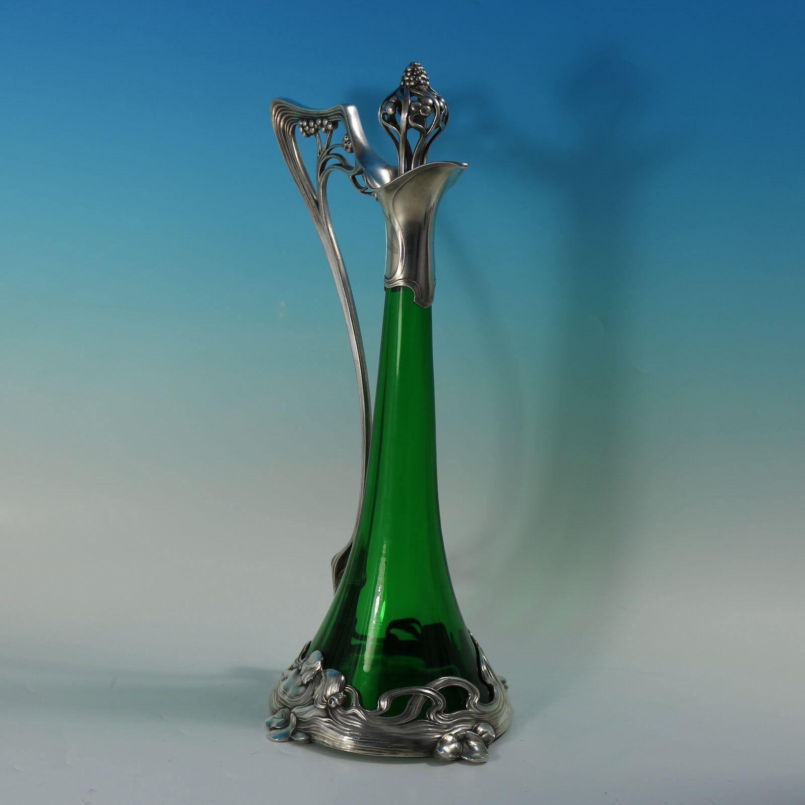 Art Nouveau WMF Claret Jug and Stopper with Green Glass Liner im Angebot 2