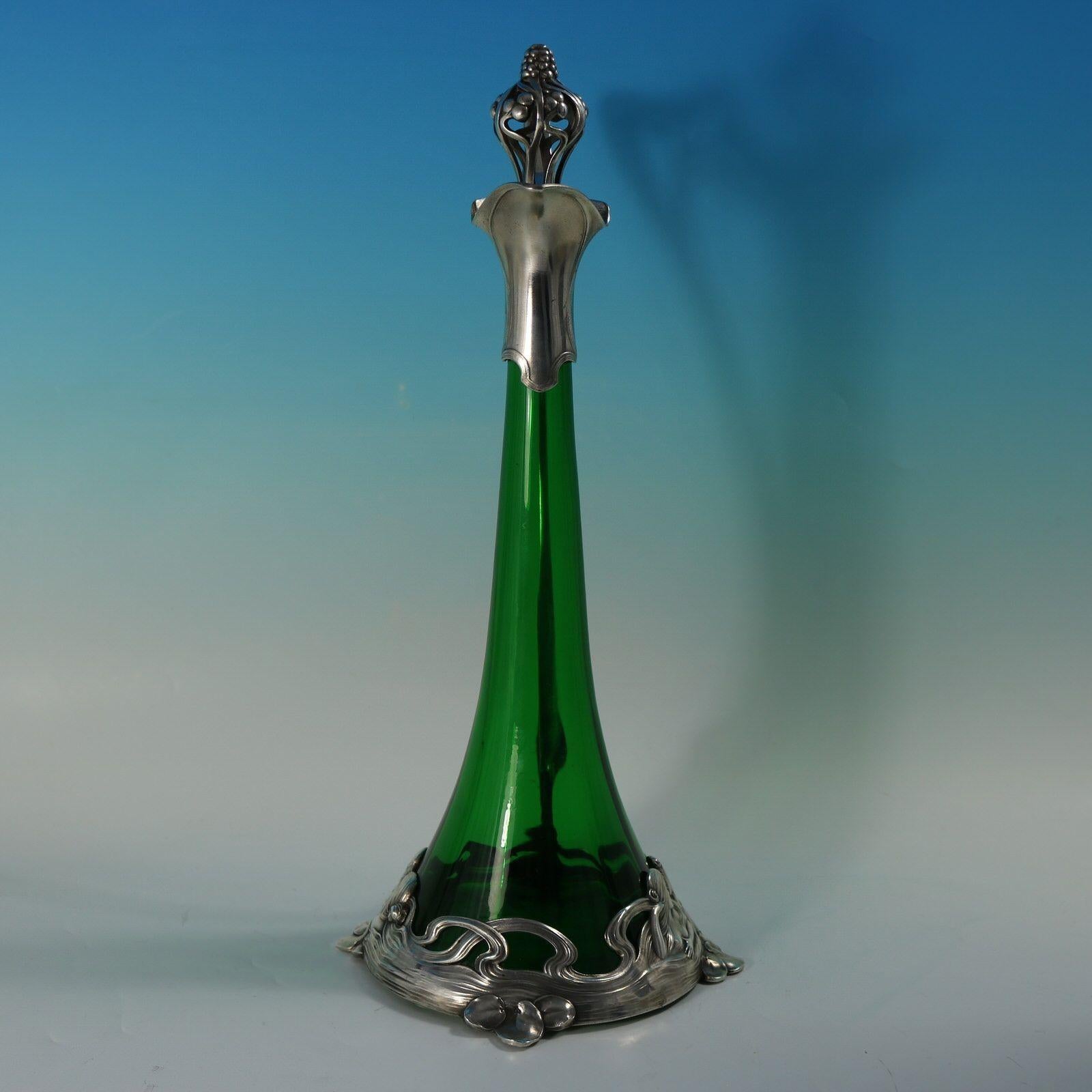 Art Nouveau WMF Claret Jug and Stopper with Green Glass Liner im Angebot 3