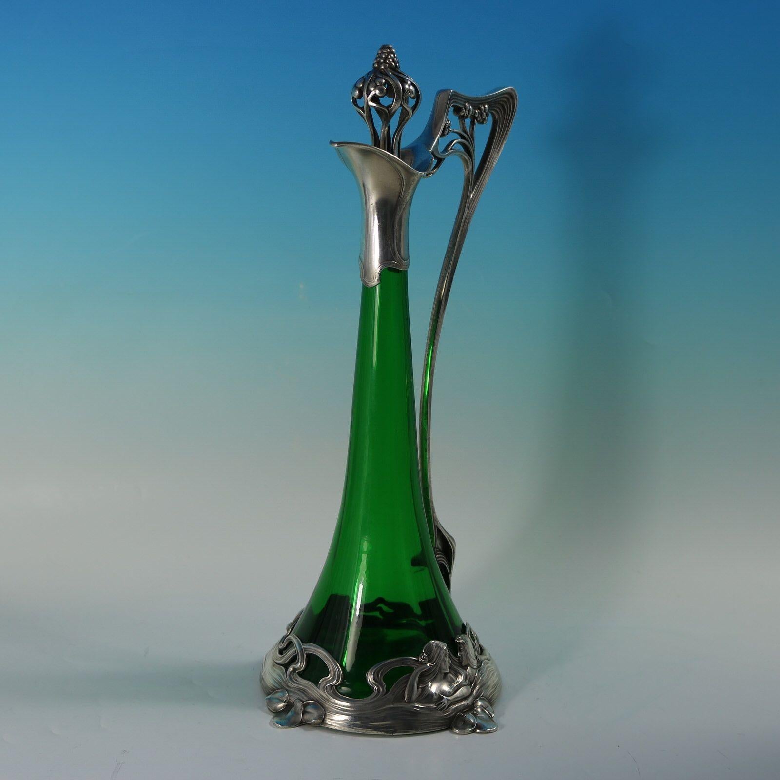 Art Nouveau WMF Claret Jug and Stopper with Green Glass Liner im Angebot 4