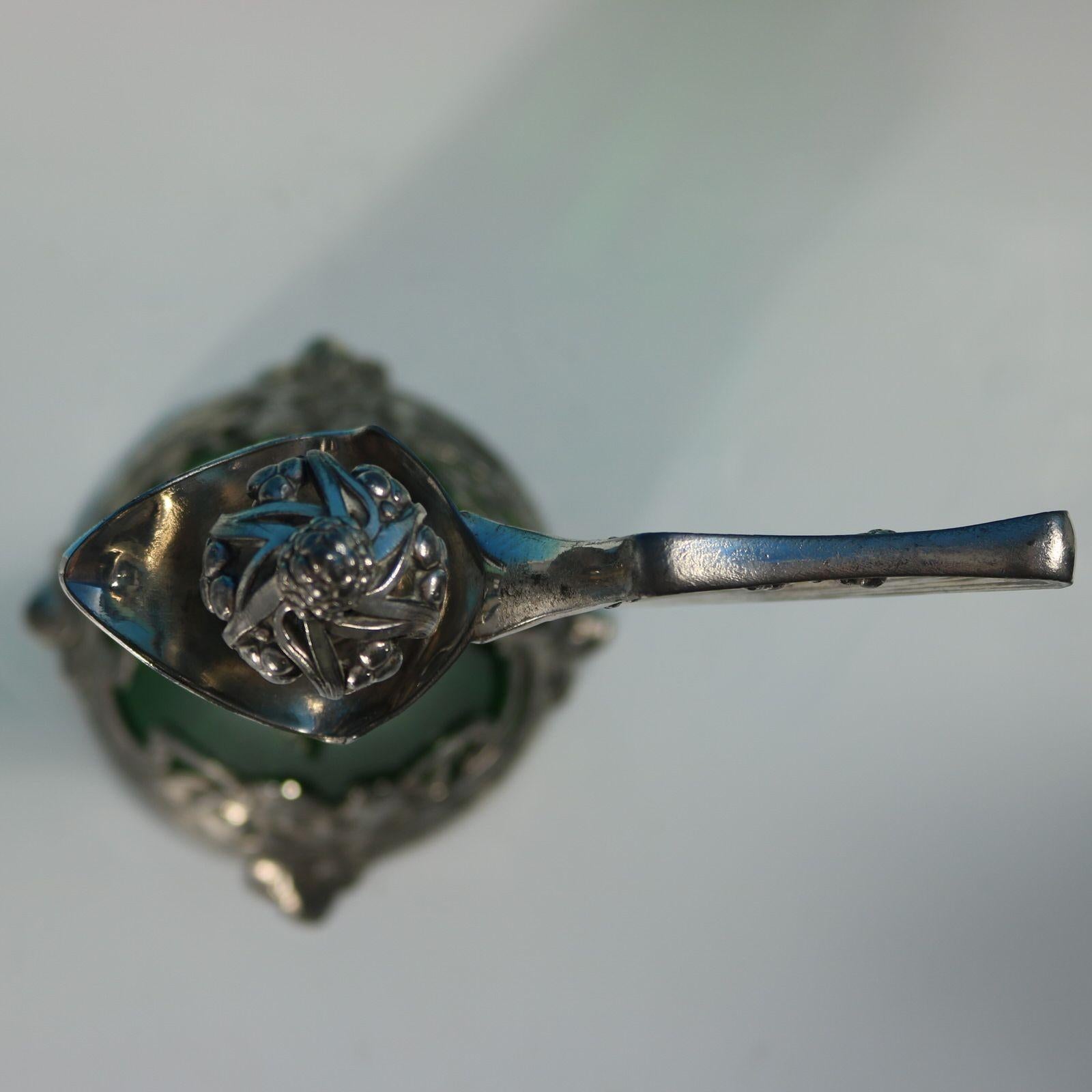 Jugendstil WMF Claret Krug und Stopper mit grünem Glaseinsatz im Angebot 5