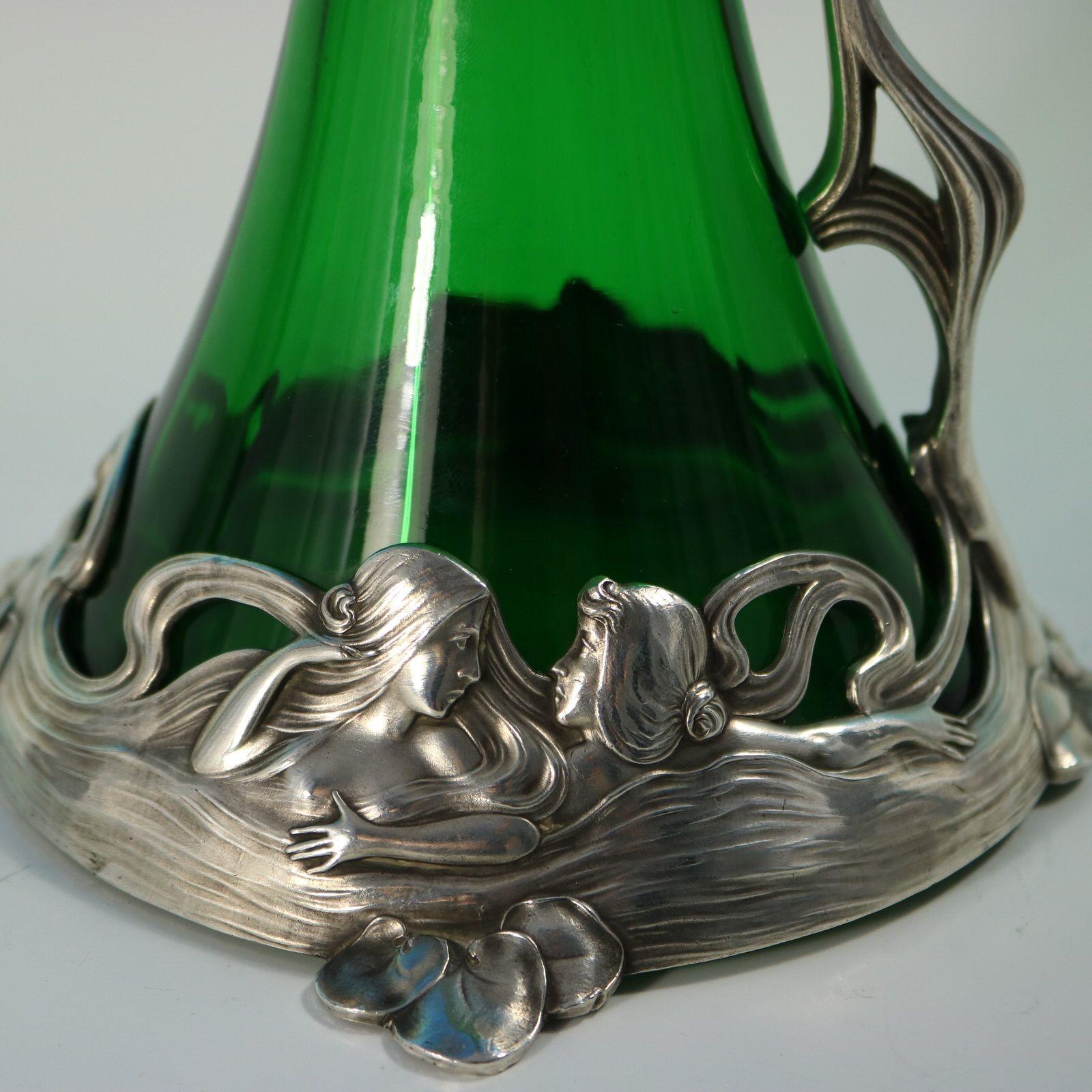 Art Nouveau WMF Claret Jug and Stopper with Green Glass Liner im Angebot 5