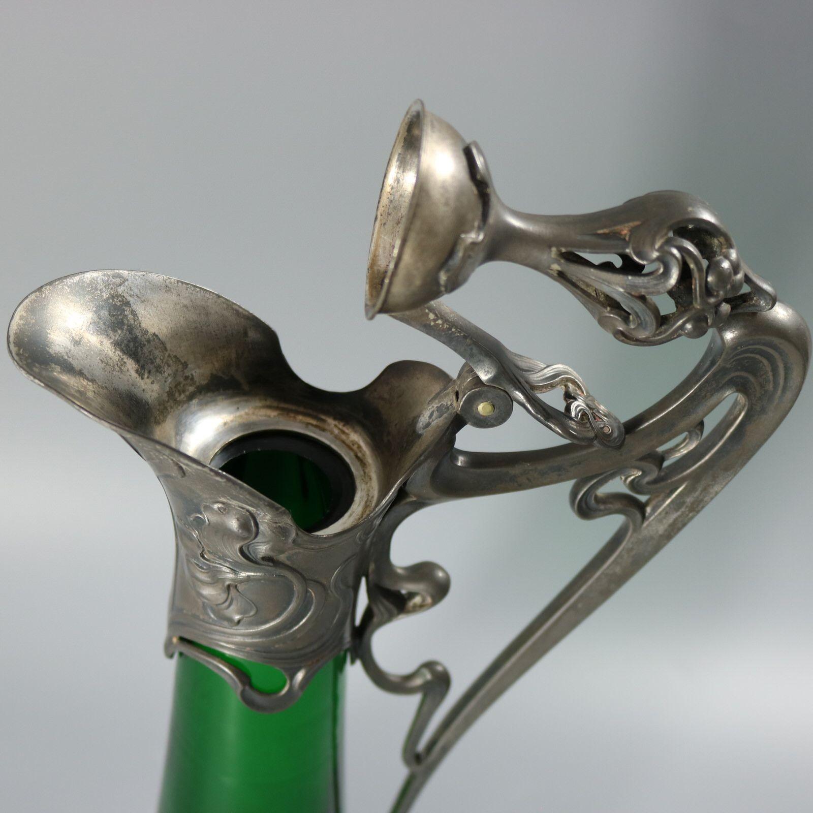 Jarra Art Nouveau WMF Claret con revestimiento de vidrio verde en venta 9