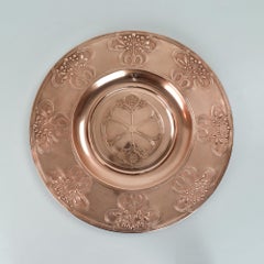 Jugendstil WMF Kupferwandteller mit Blumenrelief, Deutschland um 1900