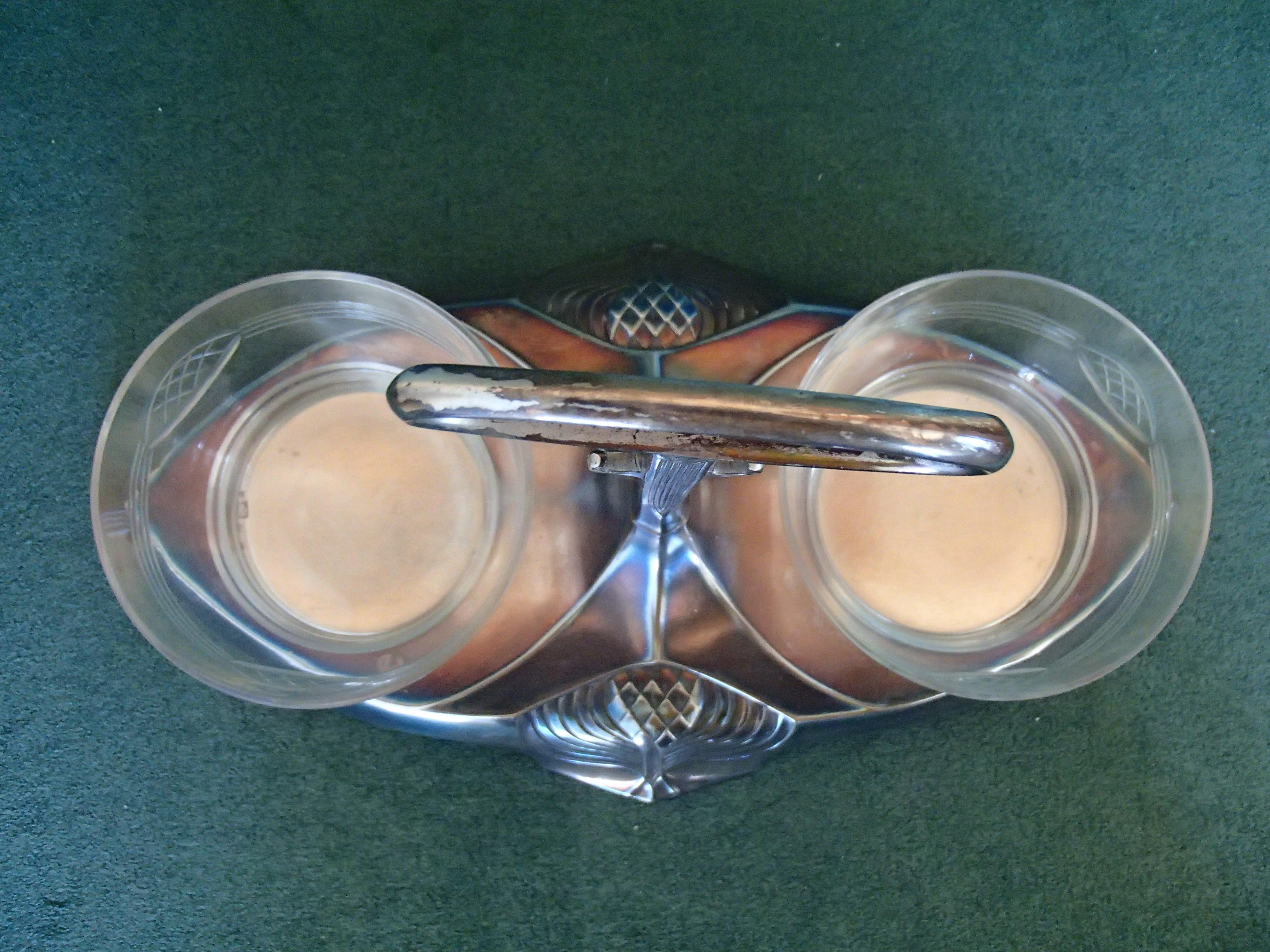 Art Nouveau WMF Double Small Cup Holder Silver Plated For Sale 1