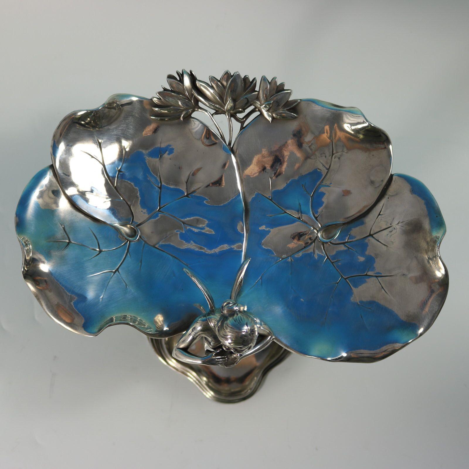 Art Nouveau WMF Fairy With Dove, Lily Visiting Card Tray in vendita 1